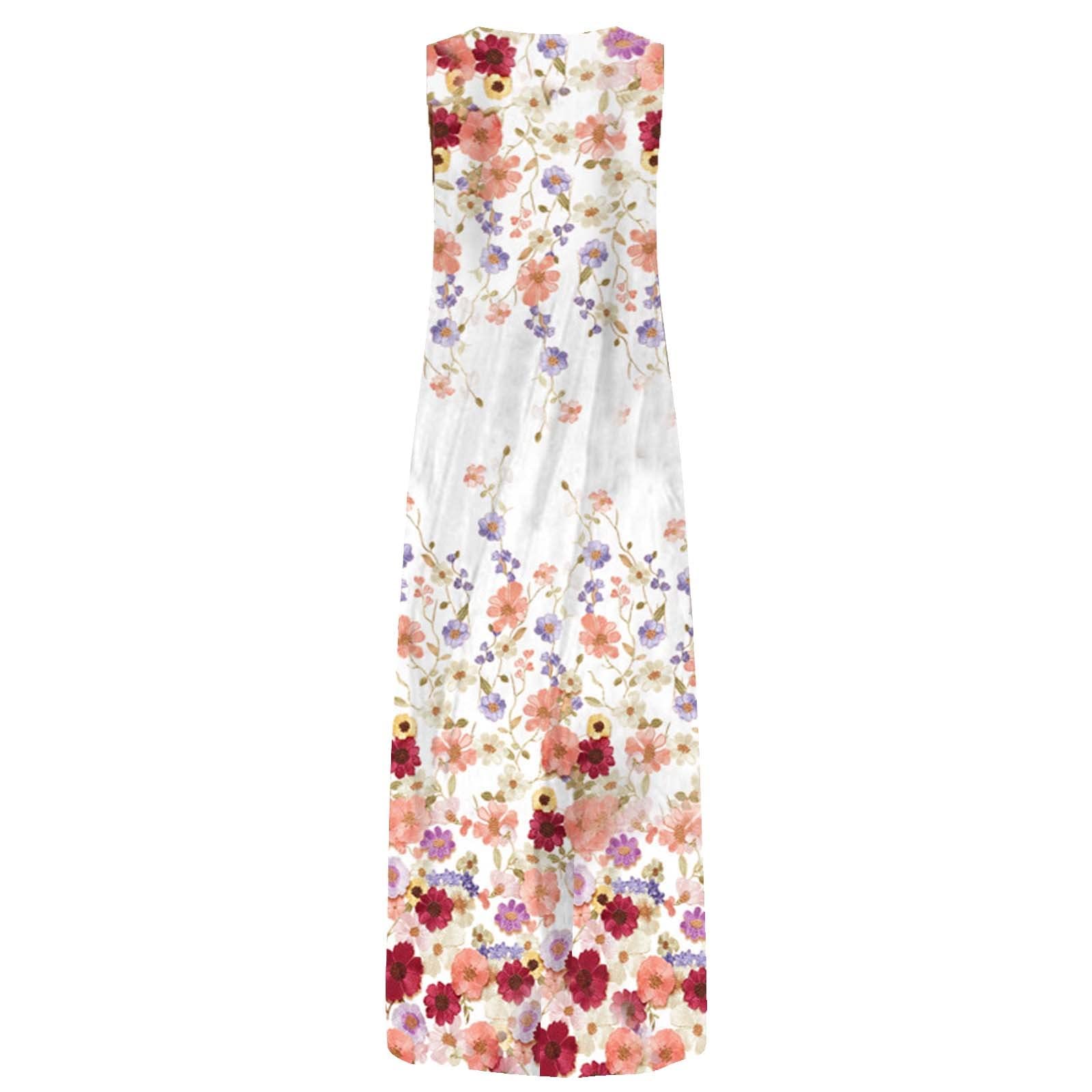 Women's Floral Chiffon Maxi Dress - Long Sleeve Summer T-Shirt Dress for Easter & Mommy and Me Outfits | Casual Beach Wear, Party Dress & Spring Fashion 2024
