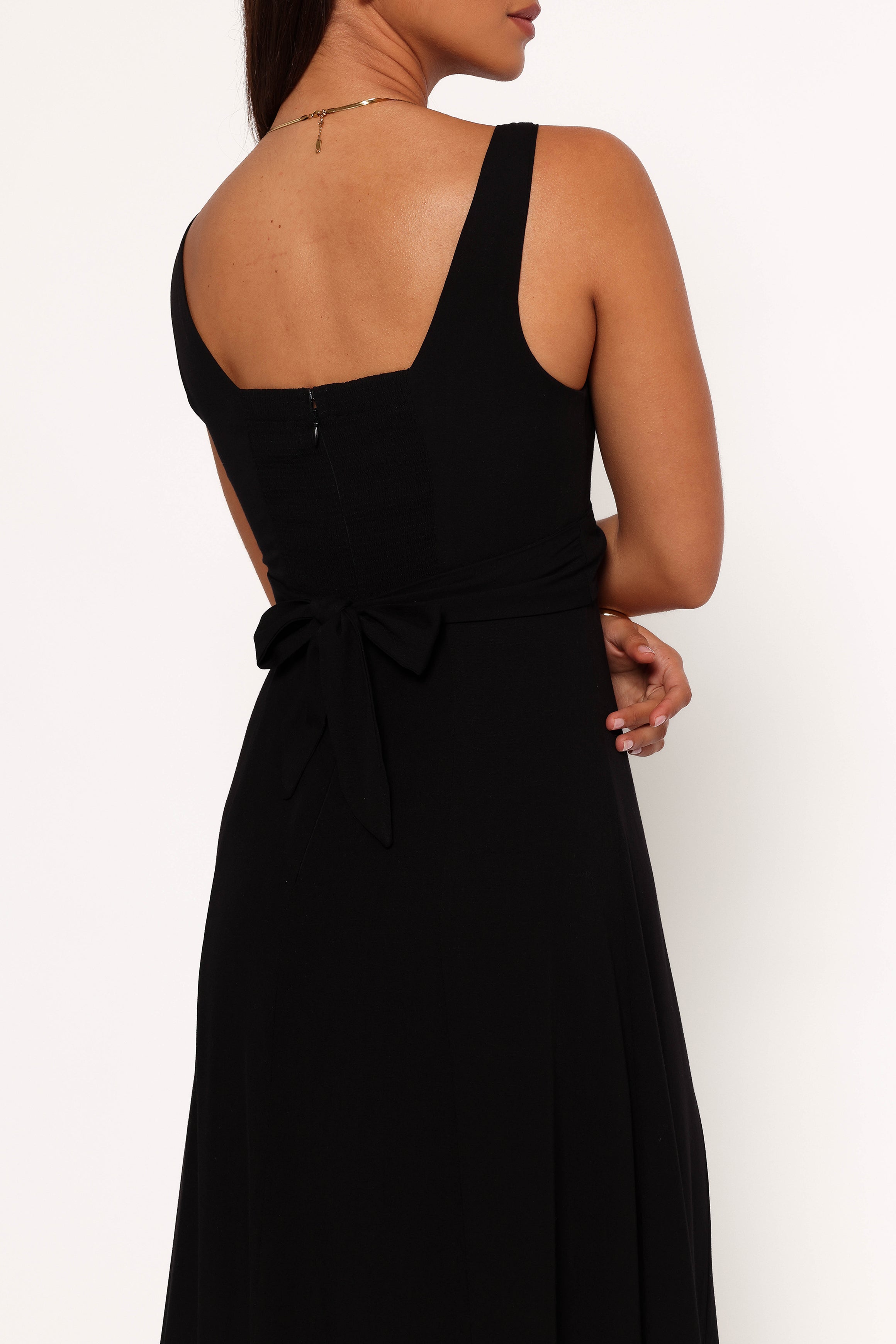 Archer Midi Dress in Black | Flowy Casual & Party Dress for Women | Perfect for Office, Date Night & Special Occasions