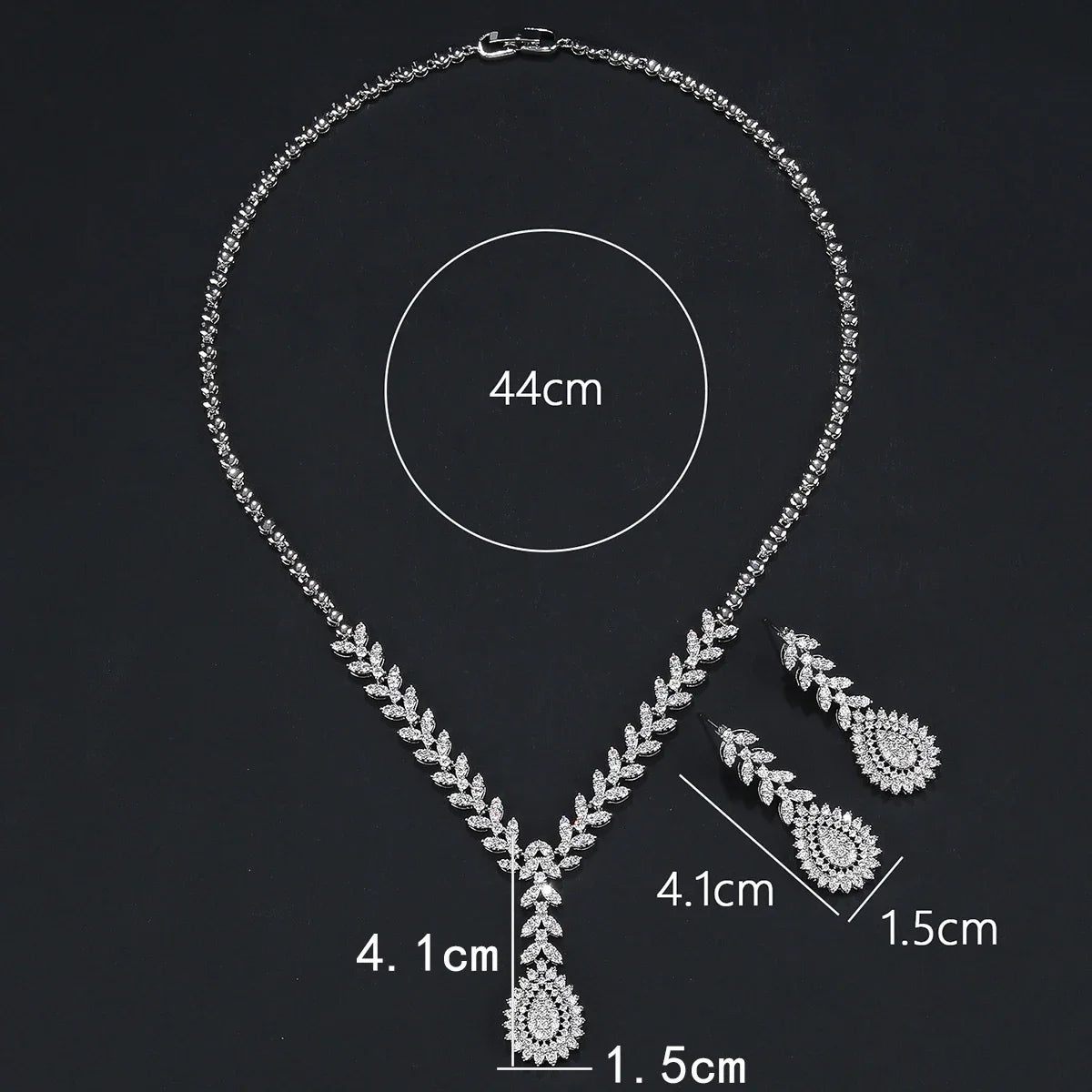 Elegant Cubic Zirconia Necklace and Earrings Set for Women - Wedding, Bridal Jewelry - Sparkling White Zirconia Gift Set CN11228 - Perfect for Bridal Shower, Anniversary and Special Occasions