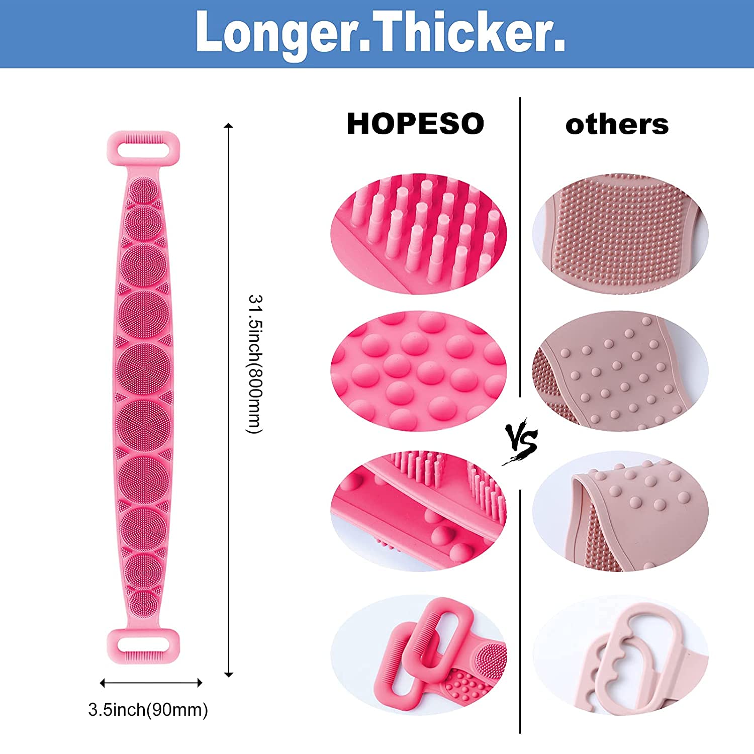 Exfoliating Silicone Back Scrubber & Scalp Massager Shampoo Brush - Long Handle Body Brush for Deep Cleansing, Shower Exfoliation & Relaxation - Easy to Clean with Hook (Multi-Color) | Perfect for Bath, Spa & Self-Care Routine