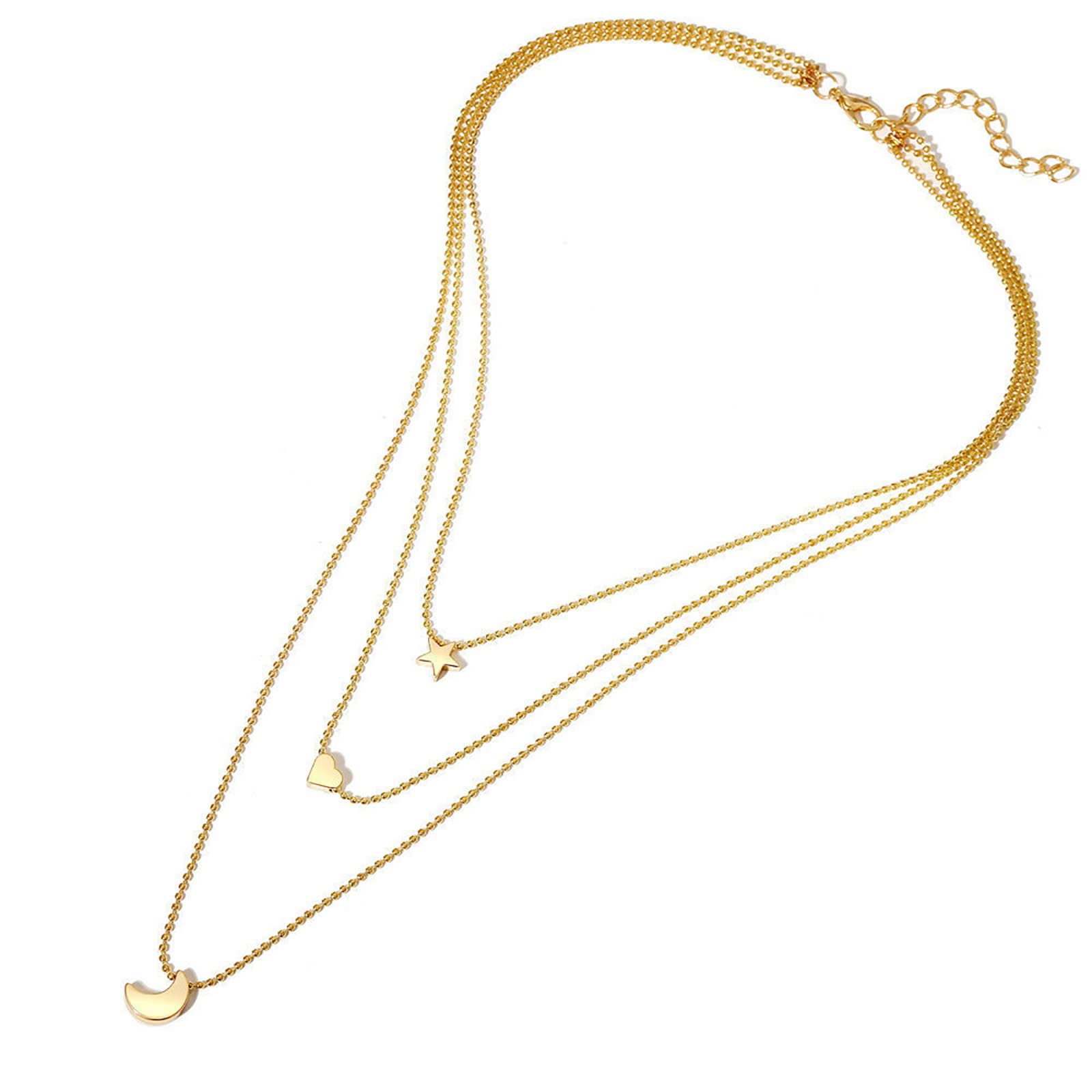 Layered Gold Necklace for Women - Star Moon Heart Pendant Collarbone Chain Jewelry | Elegant Gift for Her, Birthday, Anniversary & Everyday Wear (Gold, One Size)