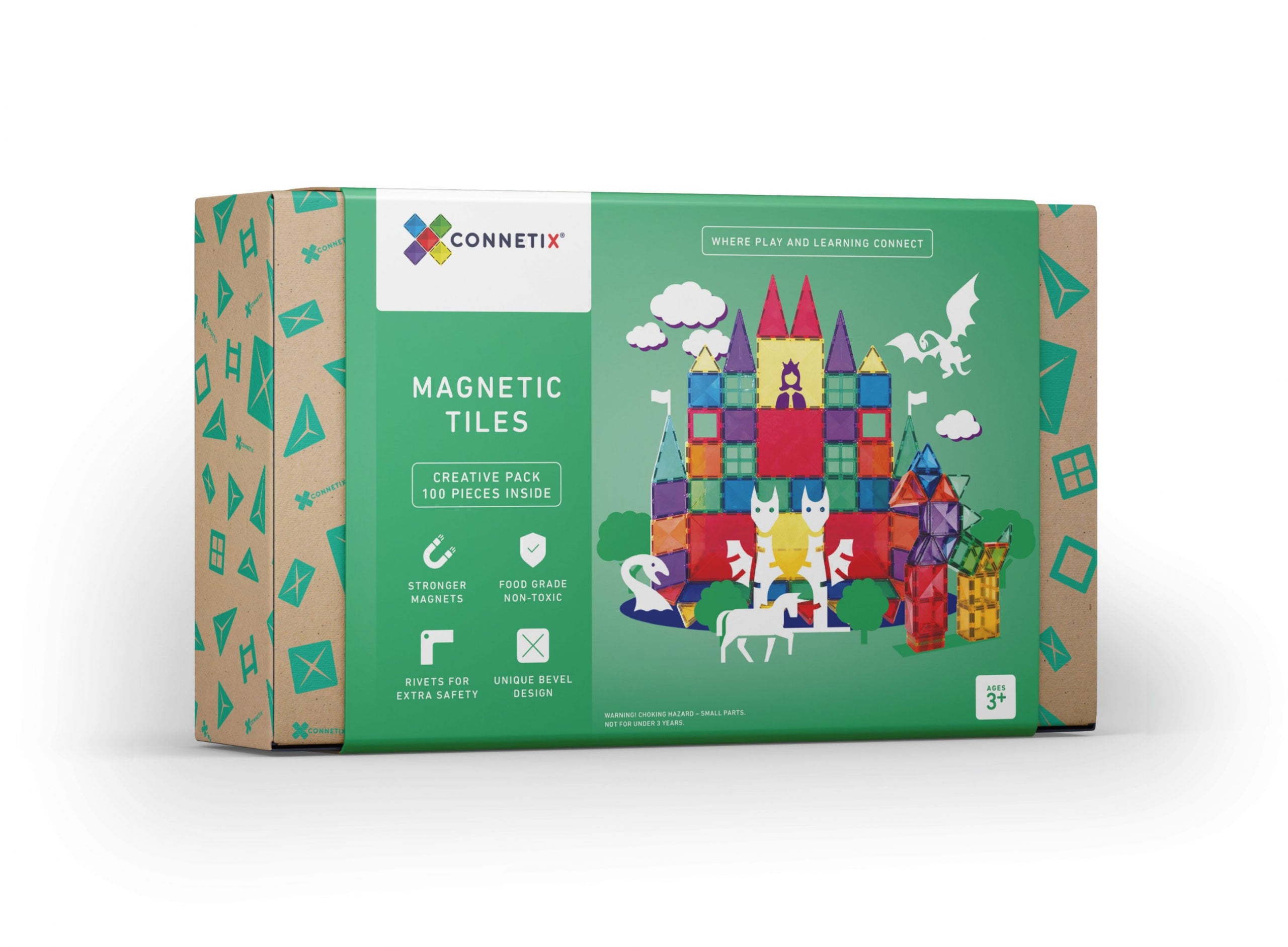 Connetix 102-Piece Magnetic Tiles Building Set - STEM Educational Toys for Kids, Creative Construction Blocks for Indoor Play & Learning Activities