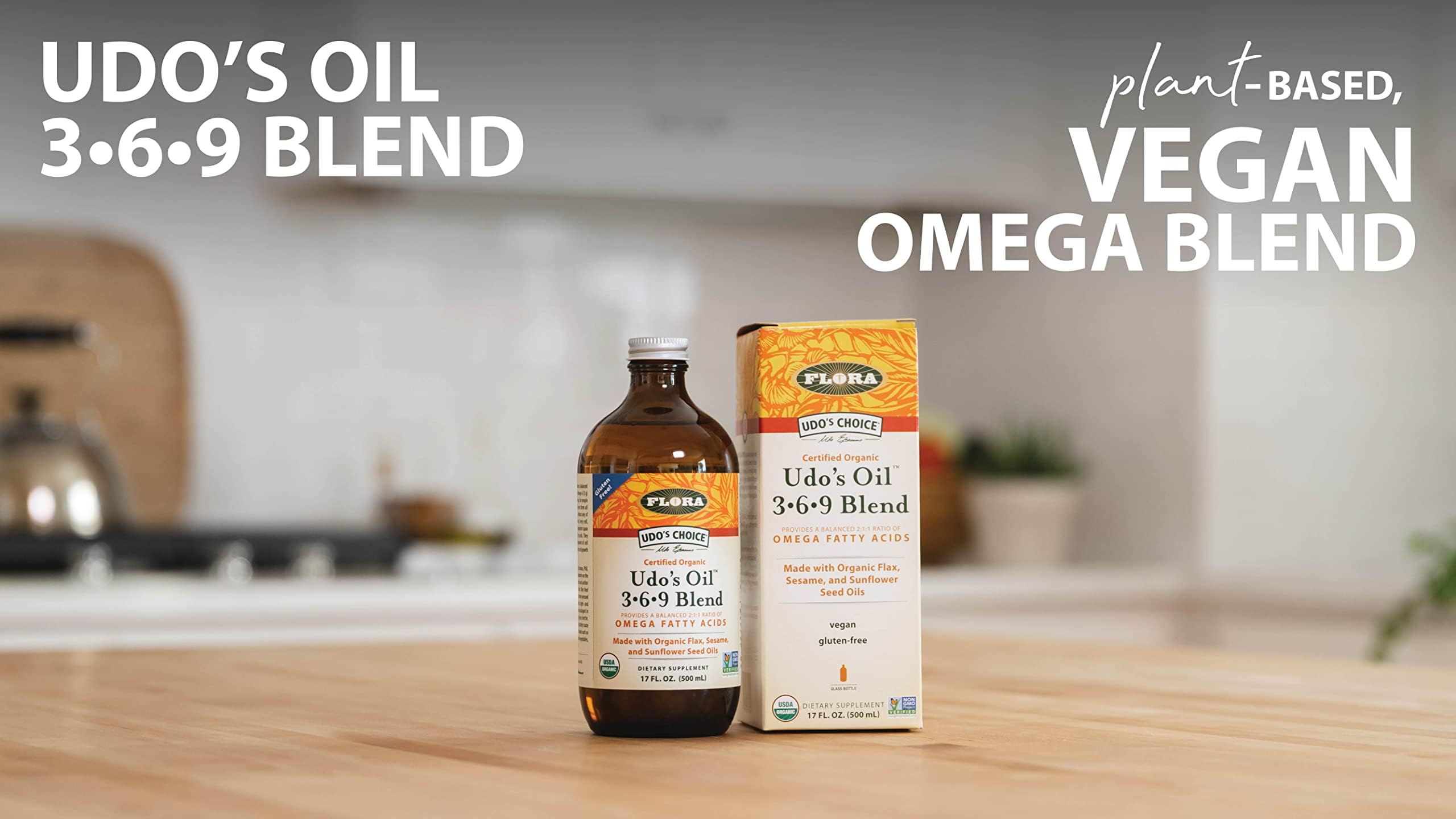 Udo's Choice Omega 3-6-9 Oil Blend with High Lignan - 8.5 Fl Oz - Organic Plant-Based Essential Fatty Acids Supplement for Heart, Brain & Joint Health - Perfect for Smoothies, Salads & Daily Wellness Routine