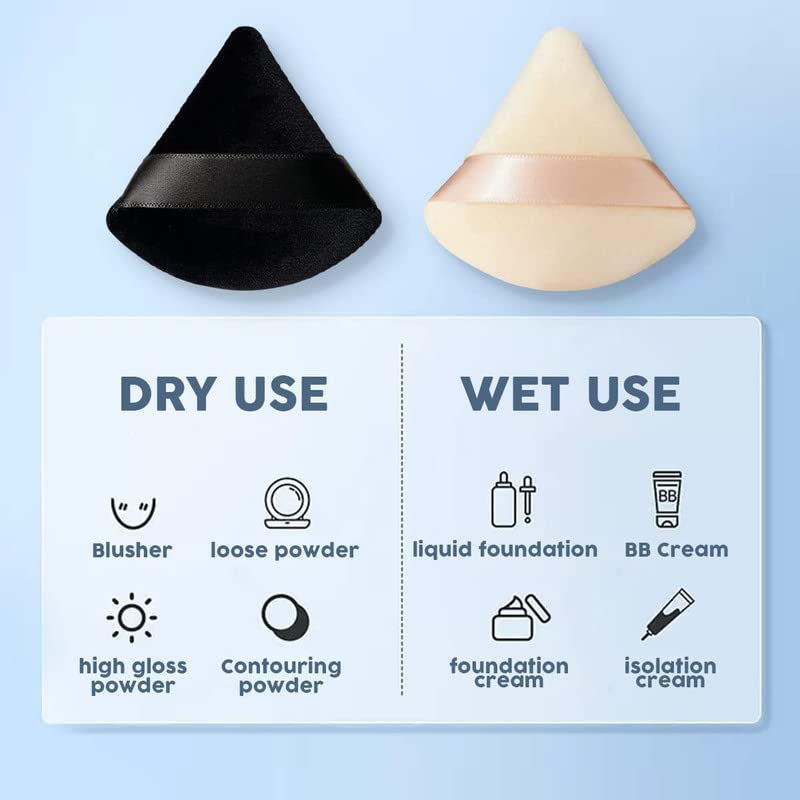 Aishu 10-Piece Makeup Sponge Set - 6 Triangle Puffs & 4 Finger Puffs for Loose Powder, Foundation, and Body Cosmetics | Soft Beauty Blender Tools in Multicolor | Perfect for Travel, Professional Makeup, and Everyday Use