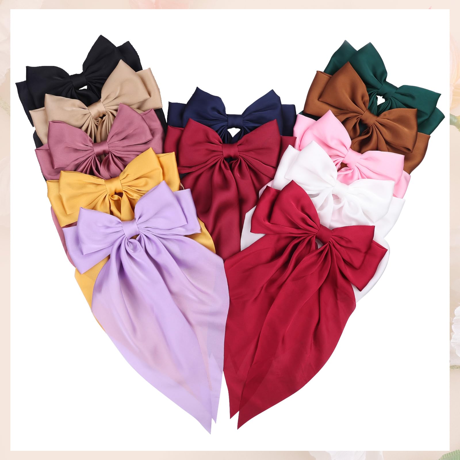 MRJ 2 Pack Large Satin Hair Bows for Women & Girls - Elegant Hair Ribbon Clips with Metal Barrettes, Aesthetic Bowknot Hair Accessories for Parties, Weddings & Everyday Style