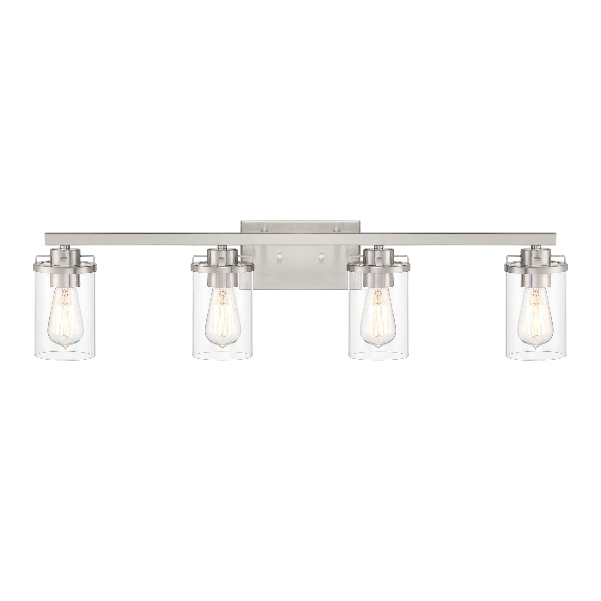 DESIGNERS FOUNTAIN Jedrek 4-Light Bathroom Vanity Light Fixture in Brushed Nickel (Model 93304-BN) - Perfect for Modern Bathroom, Powder Room & Spa Lighting Upgrade
