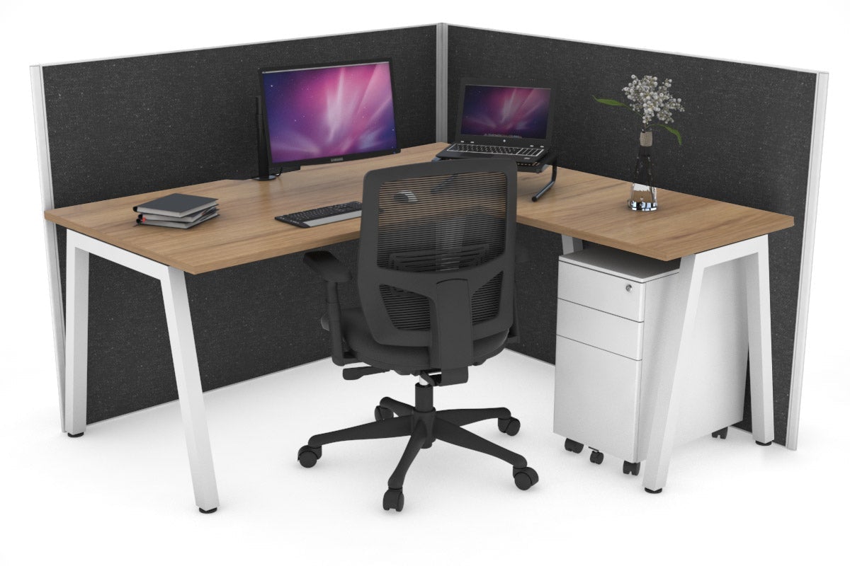 Horizon Quadro A Legs L-Shaped Corner Office Desk 1400L x 1550W with Cable Management - Modern Home Office Workstation for PC & Laptop Setup, Perfect for Small Spaces & Gaming Stations