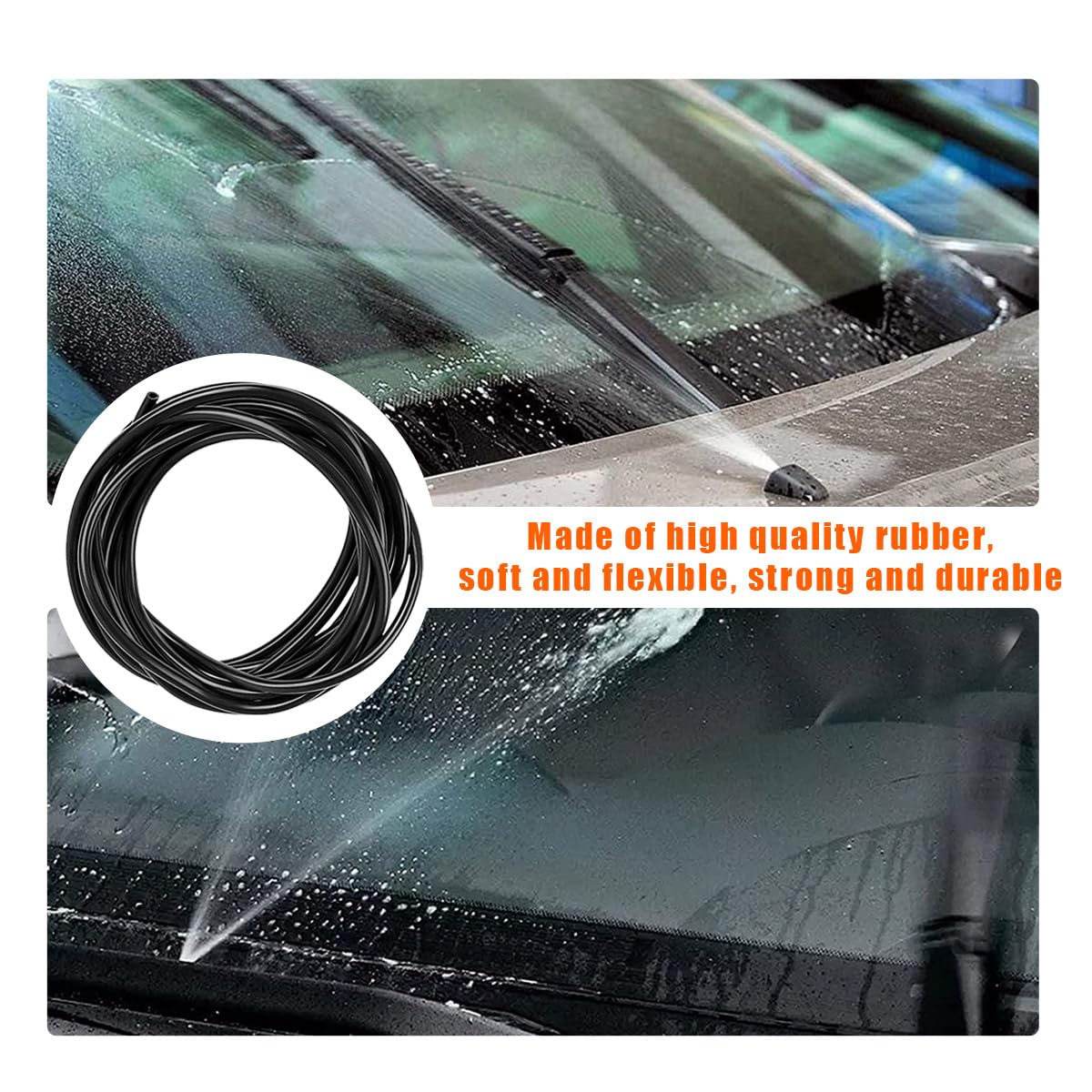 12PCS Universal Windshield Washer Hose Kit - Durable Rubber Wiper Fluid Tubing with Water Pump & Nozzle Connectors - Car Accessories for Most Vehicles | Perfect for DIY Car Maintenance & Windshield Cleaning