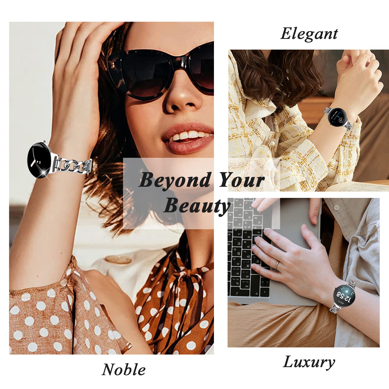 Premium NINKI Stainless Steel Band for Google Pixel Watch 3 41MM 2024/Pixel Watch 2 2023 - Luxury Slim Metal Strap [No Gap Design] Compatible with Pixel Watch 1 2022 - Perfect for Business, Formal & Evening Wear