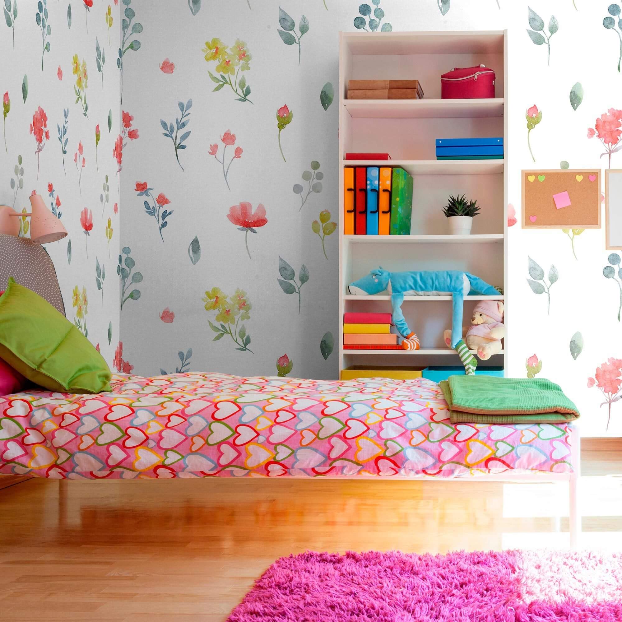 White Floral Peel and Stick Removable Wallpaper - Self-Adhesive Decorative Wall Covering for Bedroom, Living Room & Home Decor