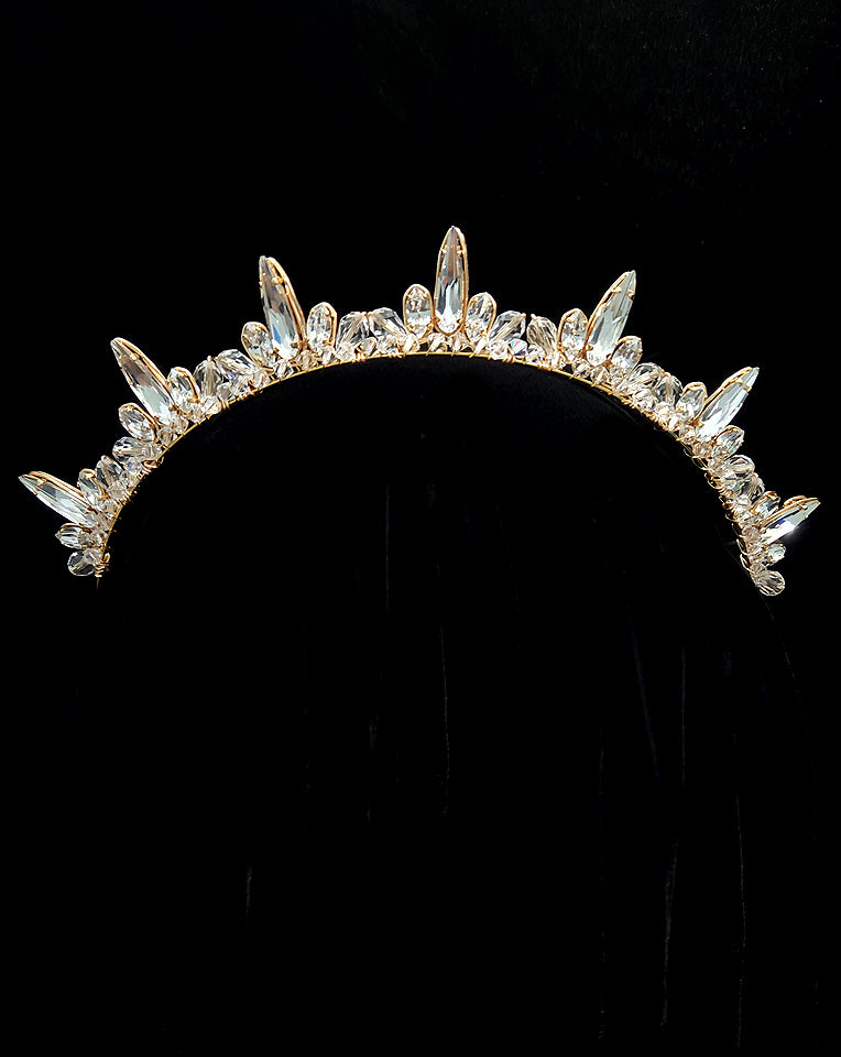 Elegant Wedding Crown with Fine Raindrop Crystals - Loni Crown by Kezani | Perfect for Bridal Accessories, Prom, Pageants & Special Occasions