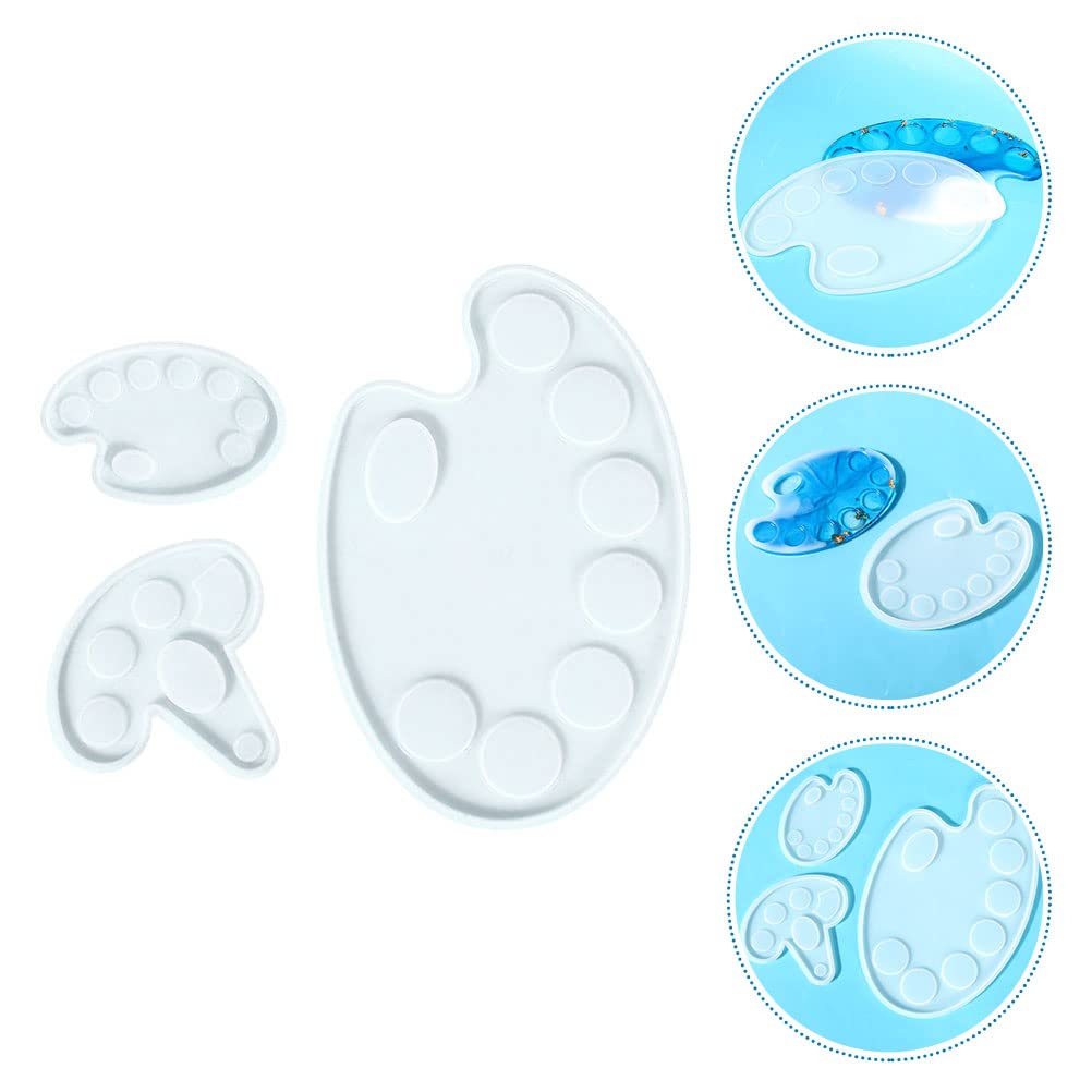 EXCEART 3Pcs Silicone Palette Molds for Nail Art, Epoxy Resin, Makeup & Paint - DIY Color Mixing & Fixing Plate - Perfect for Artists, Crafters & DIY Enthusiasts at Home or Salon