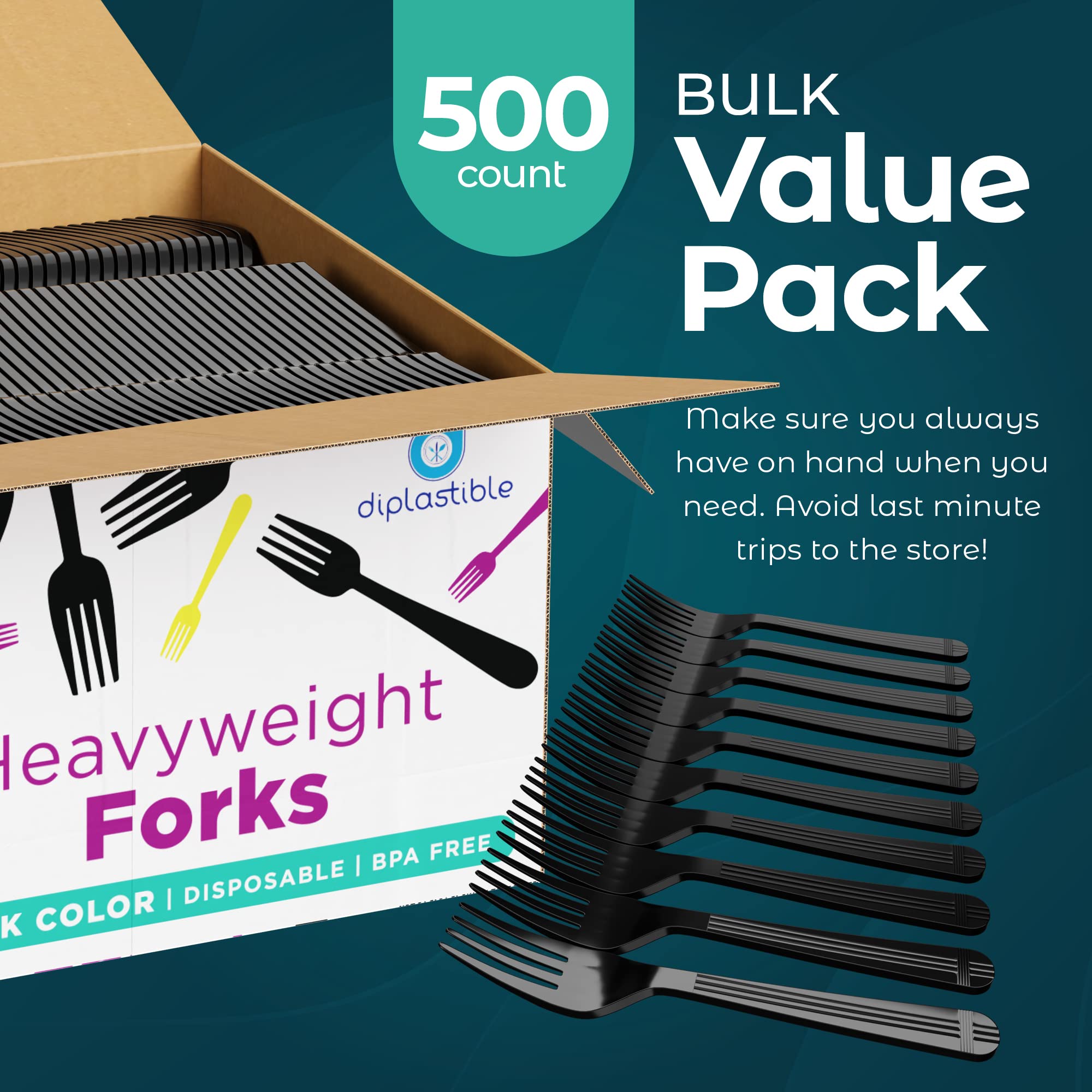 Heavy Duty Disposable Plastic Forks - 500 Pack for Parties, Events & Celebrations - Durable Plastic Cutlery for BBQ, Picnics, Catering & Outdoor Dining