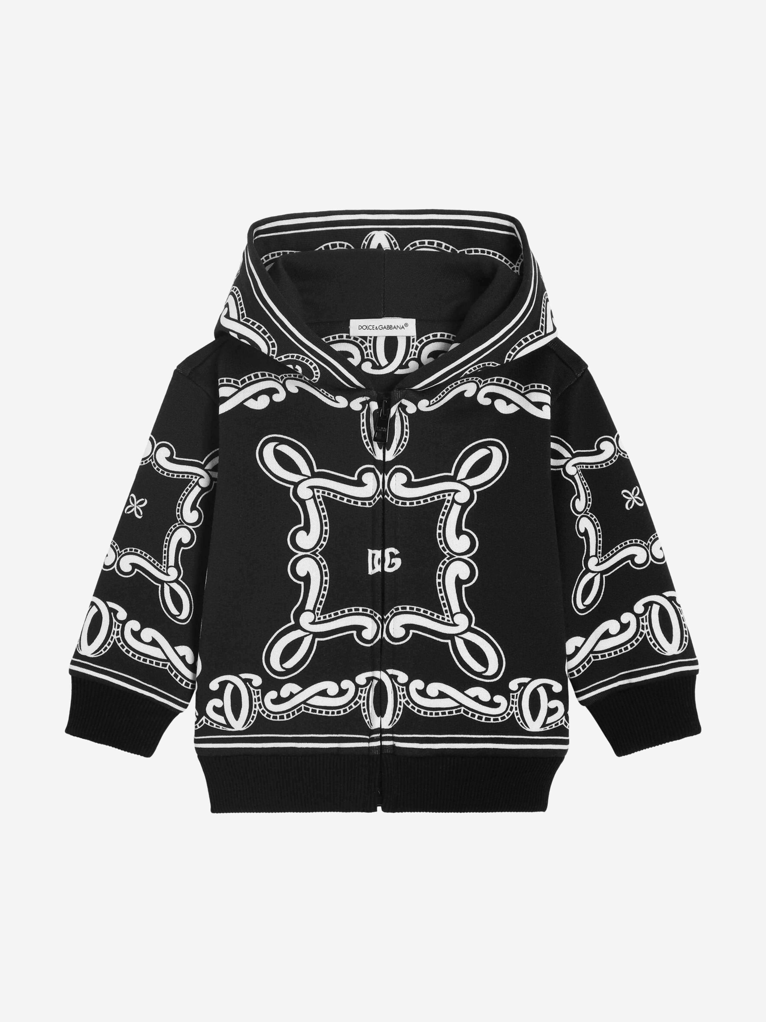 Baby Boys Bandana Print Zip Up Hoodie - Black | Soft & Stylish Pullover for Toddlers | Perfect for Playdates, Outings & Casual Wear