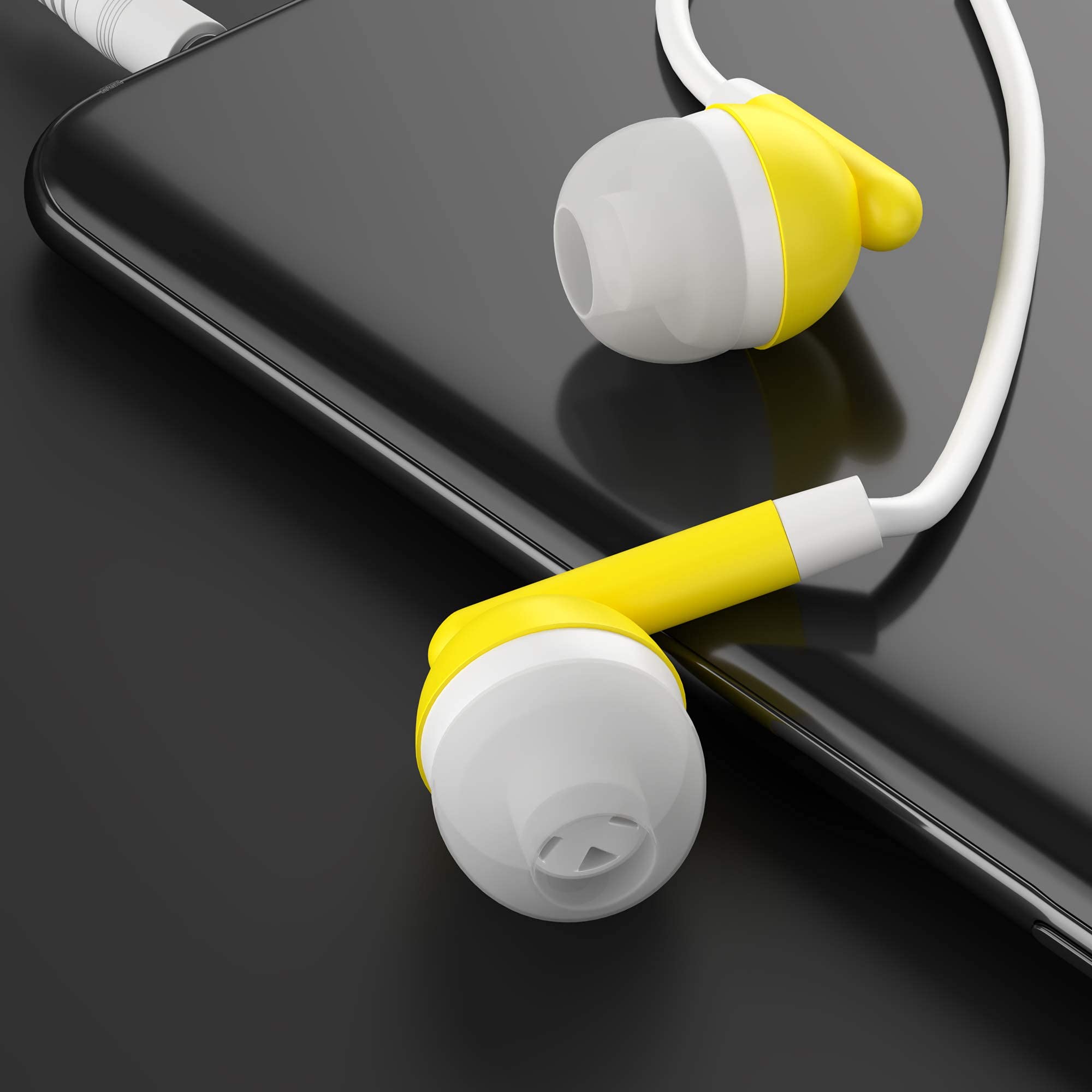 Maeline Bulk Earbuds with 3.5mm Headphone Jack - 1000 Pack Yellow - Wholesale In-Ear Headphones for Schools, Gyms, Events & Giveaways