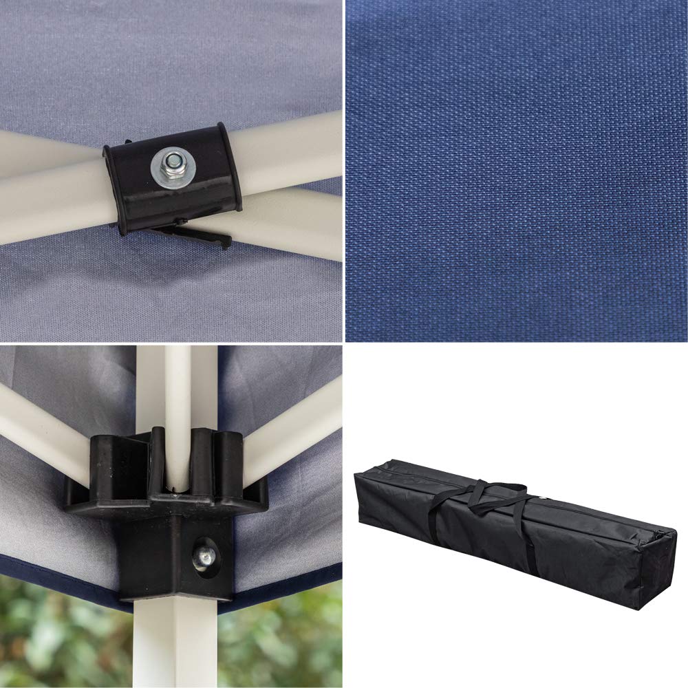 8x8ft Portable Pop Up Gazebo Tent (2.4x2.4m) - Waterproof Instant Canopy with 3 Height Adjustments & Carry Bag - Blue Outdoor Shelter for Beach, Camping, Backyard, Picnics - Perfect for Sun Protection, Rain Cover, Parties, Weddings & Outdoor Events - Ideal for Family Gatherings, BBQ, Tailgating and Farmers Markets