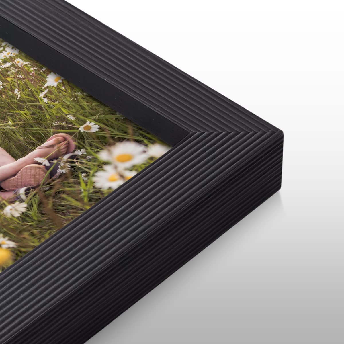 Set of 9 Custom 8x8 Photo Prints with Real Wood Picture Frames - Personalized Collage Kit with Peel & Stick Black Frames for Wall Decor | Perfect for Living Room, Bedroom, or Office Display