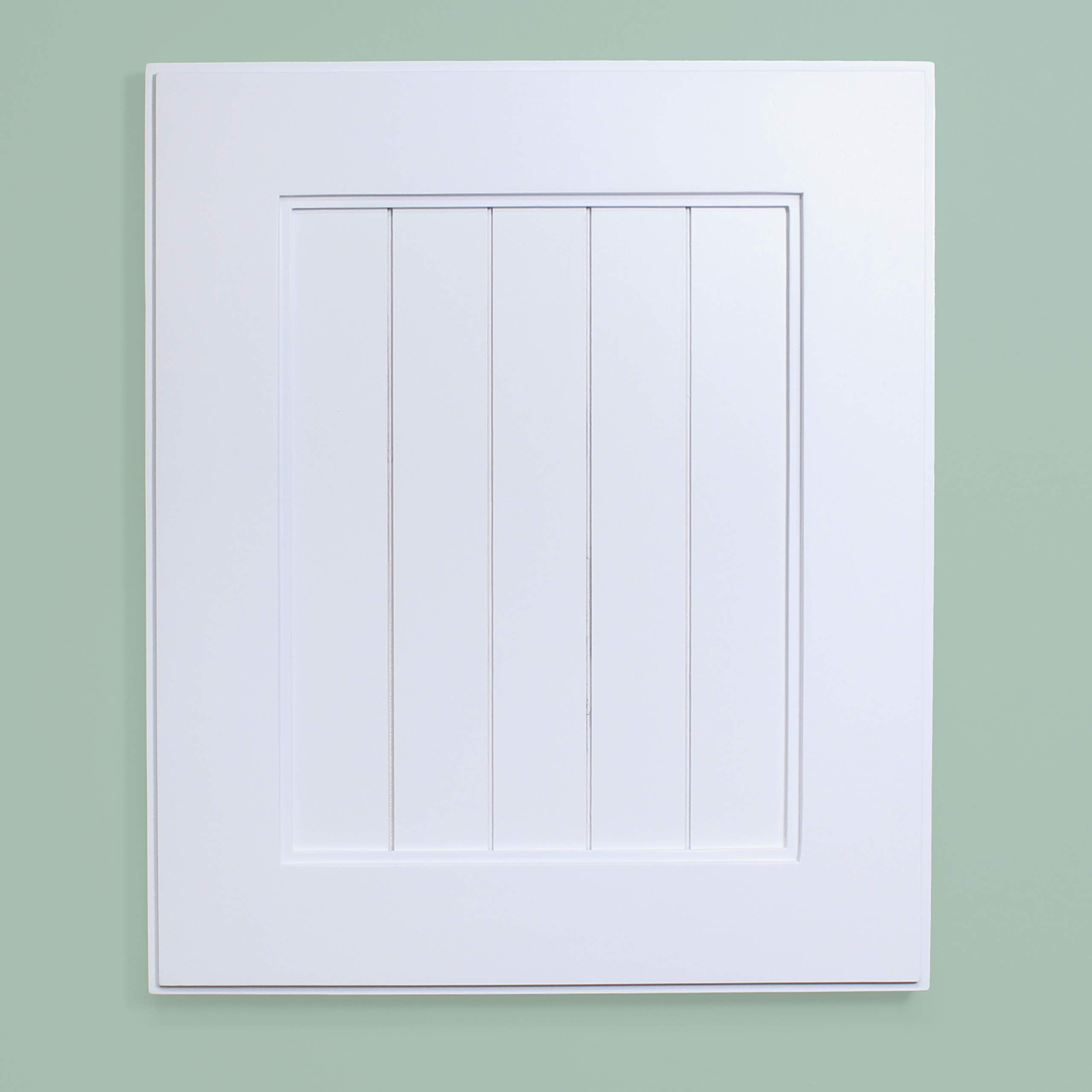Fox Hollow Furnishings 14x18 Inch Shaker Style Recessed Medicine Cabinet - Wall Mounted Bathroom Storage Organizer with 2 Adjustable Shelves, No Mirror, White Beadboard Design - Perfect for Small Bathrooms, Powder Rooms & Vanity Areas