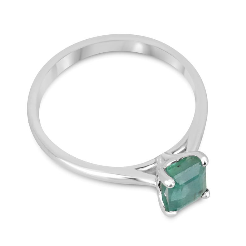 1.0ct Lush Dark Green Emerald Cut Solitaire Ring - 925 Sterling Silver Engagement Ring for Women, Perfect for Anniversary, Proposal & Special Occasions