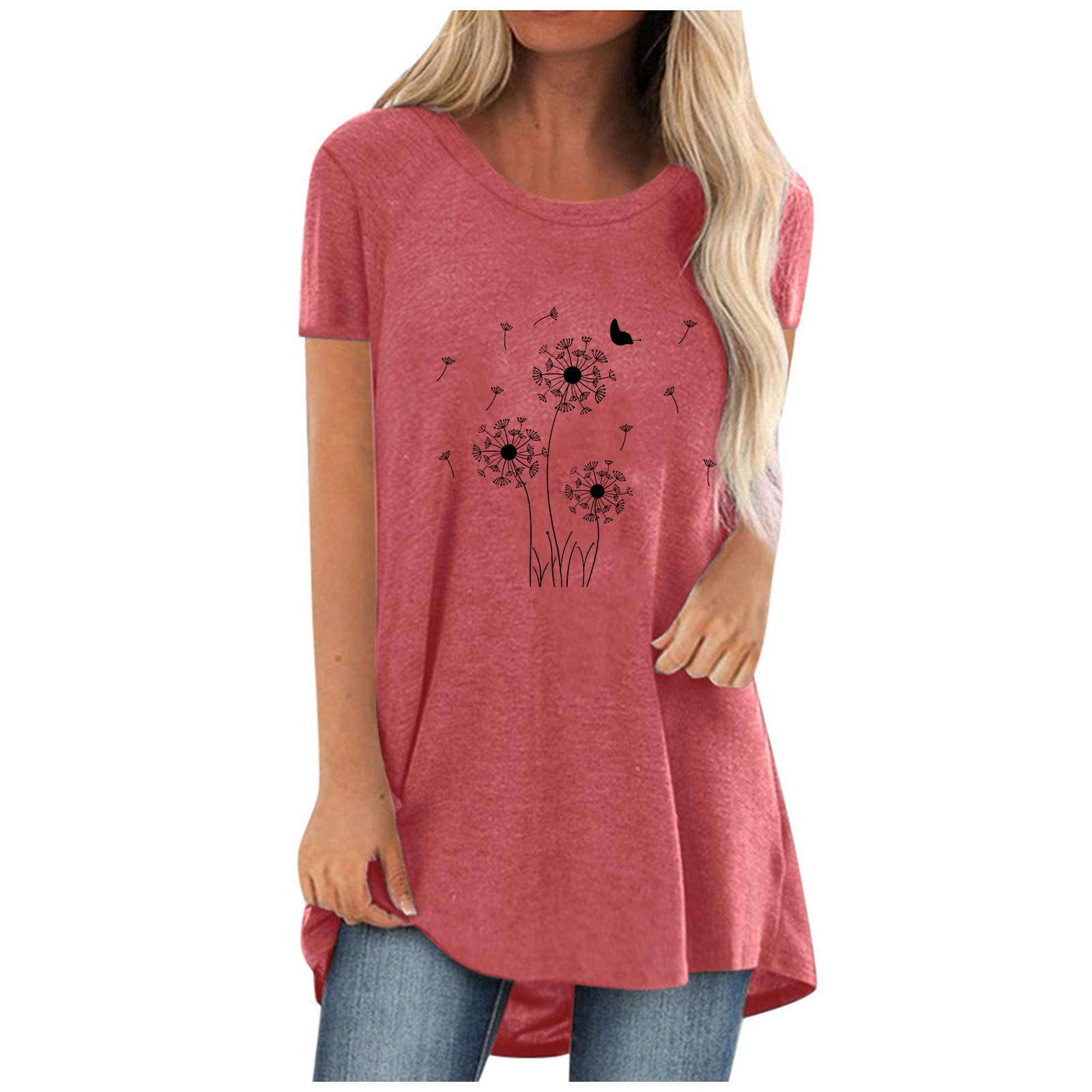 2024 Women's Summer & Fall Short Sleeve V-Neck Tunic Tops - Casual Blouse T-Shirt for Leggings | Perfect for Work, Travel & Everyday Wear