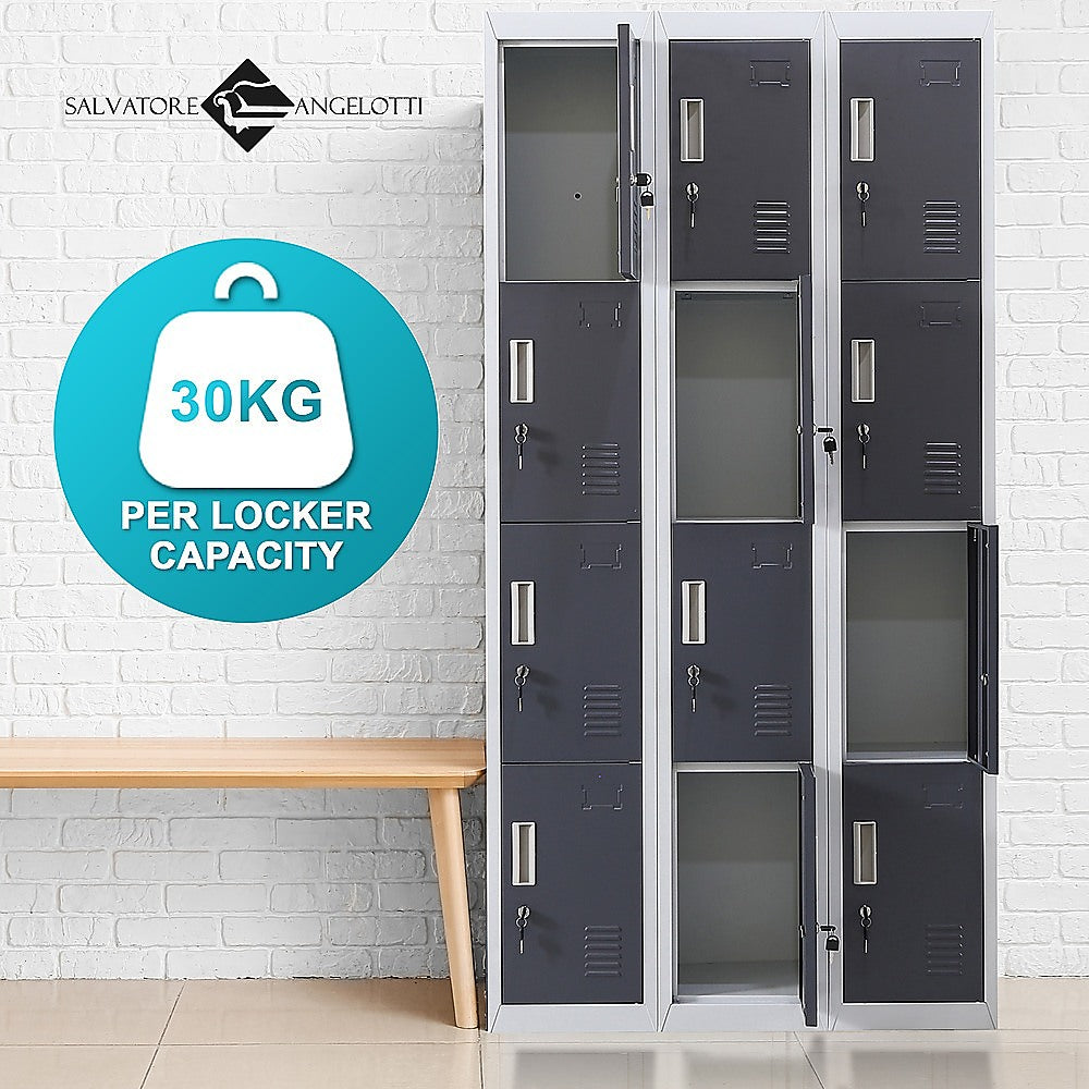 12-Door Locker with Standard Lock & Keys - Secure Storage for Office, Gym, Shed, School & Home | Ideal for Personal Belongings, Equipment & Valuables Protection