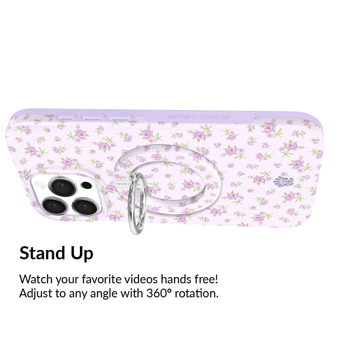 Elegant Lilac Floral MagSafe Grip Ring for iPhone - Secure Phone Holder with Sticky Back for Car, Desk & Daily Use