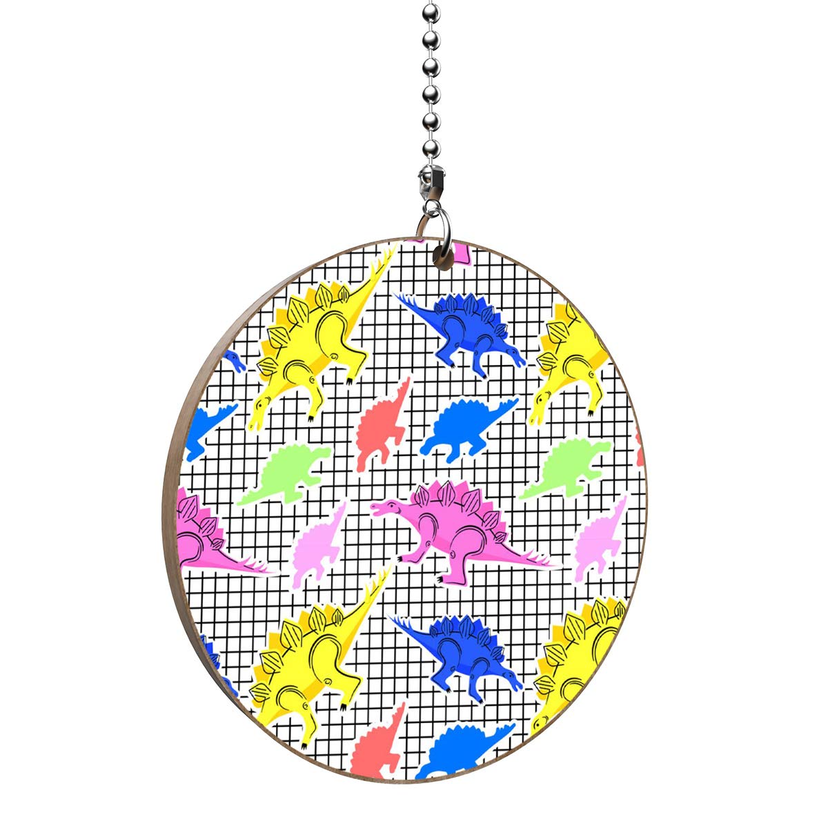 Vintage 1980s Dinosaur Pattern Hardwood Ceiling Fan Pull Chain & Light Switch - Perfect for Kids Room, Nursery Decor and Retro Home Accessories