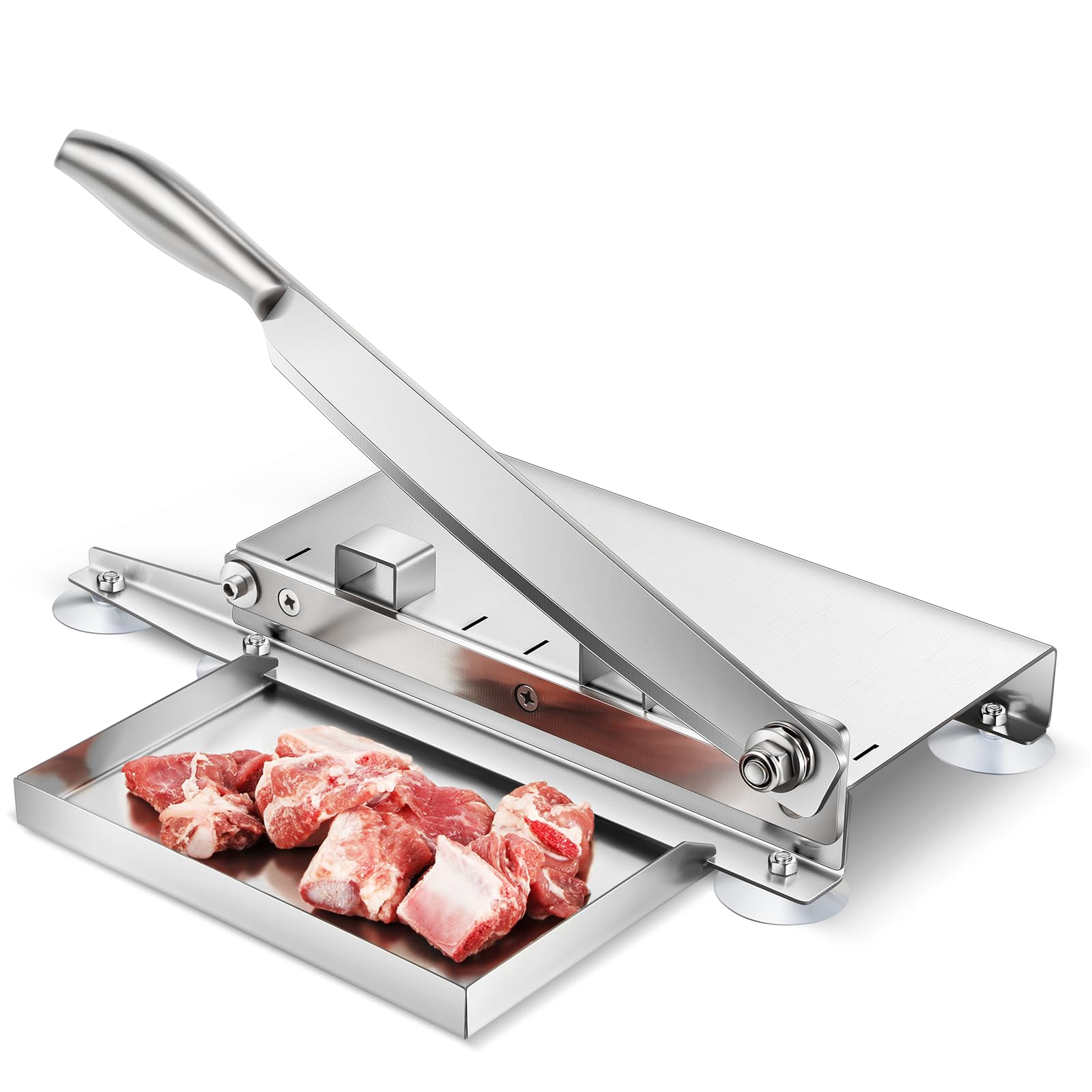 BAOSHISHAN Manual Meat Slicer - Professional Rib Chopper & Bone Cutter for Chicken, Beef, Fish & Frozen Meat - Heavy Duty Home & Commercial Kitchen Slicing Machine (Single Blade) - Perfect for Deli Food Prep, Butcher Shops & Restaurant Cooking