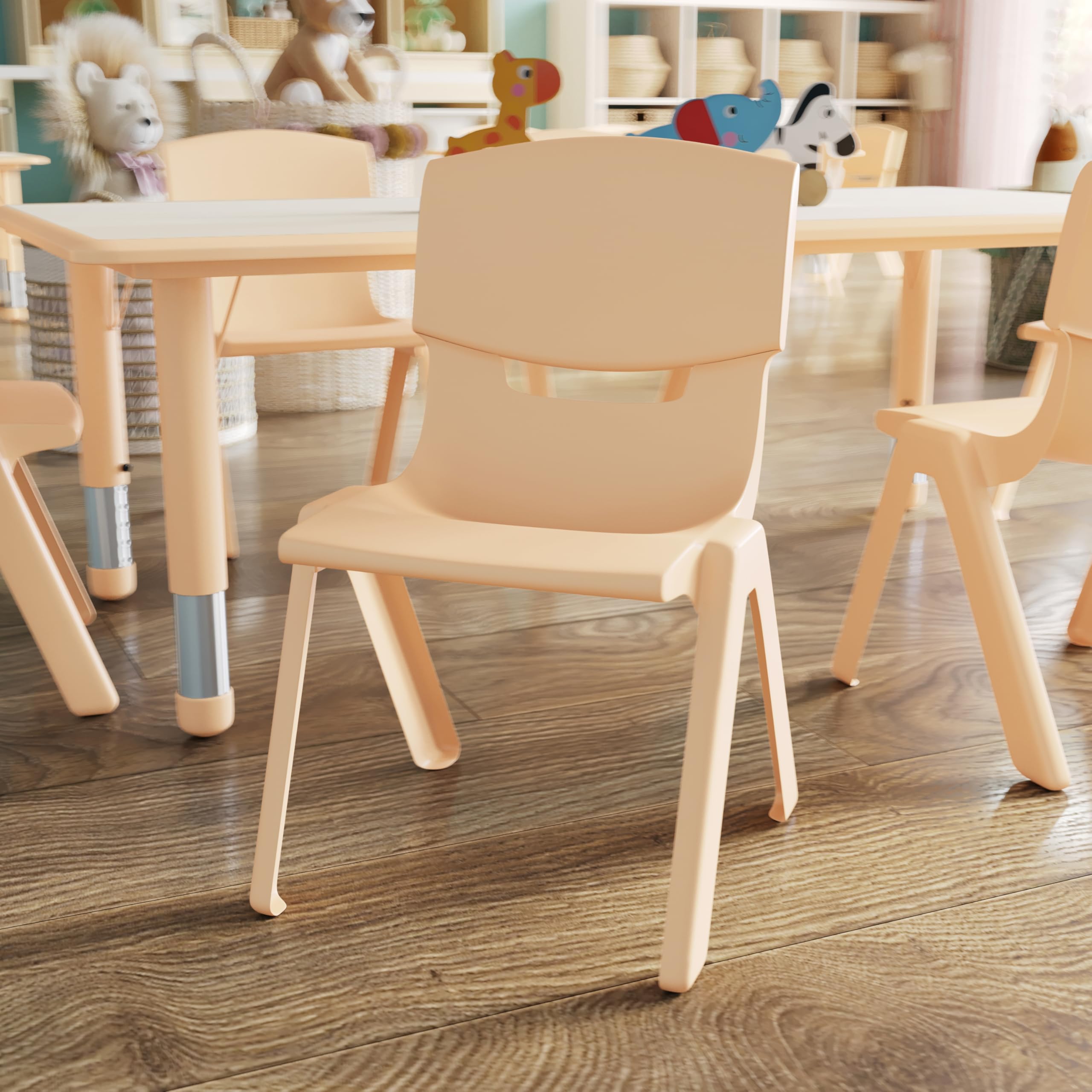 Flash Furniture Whitney 10-Pack Natural Plastic Stackable School Chairs - 12