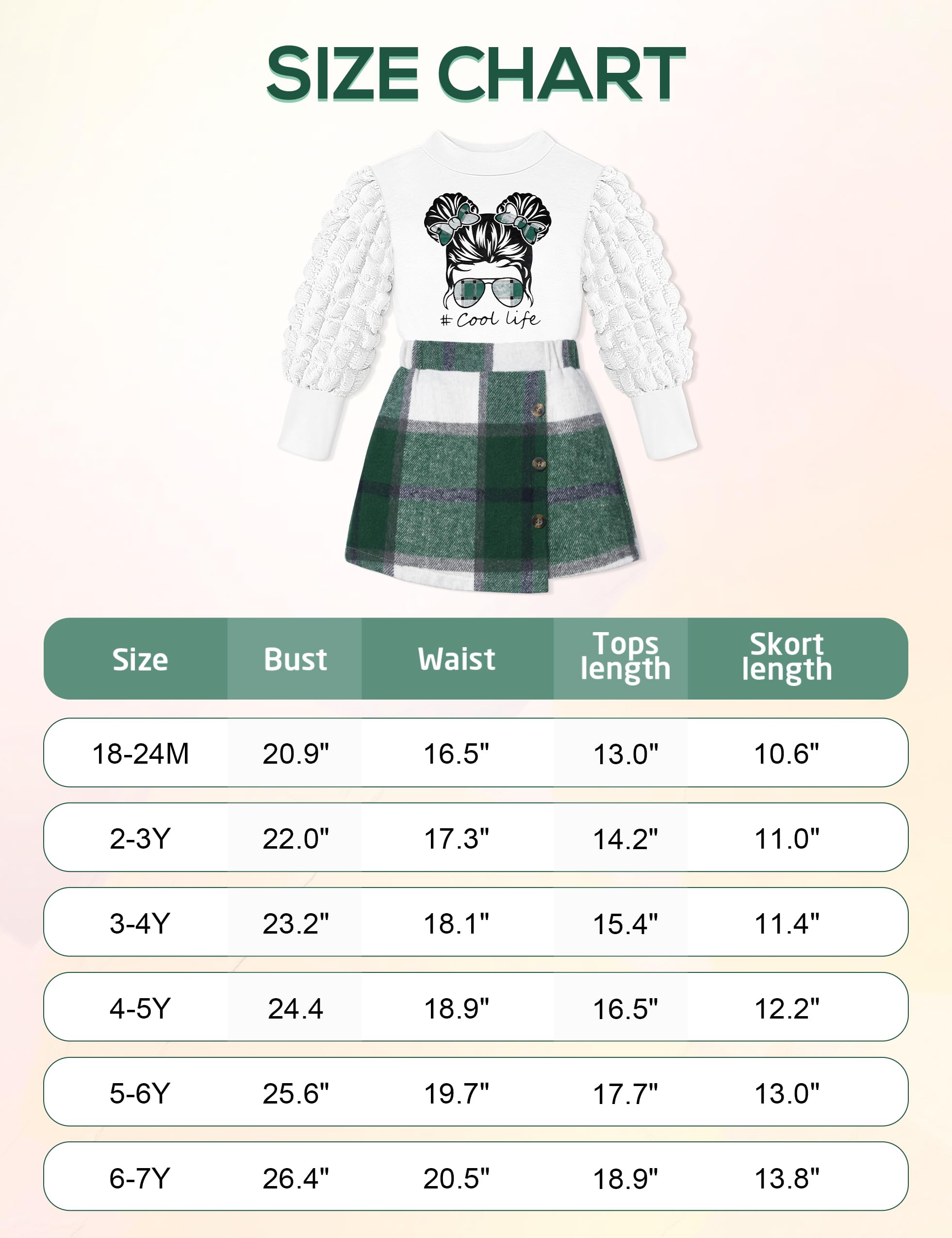 **Toddler Girl Clothes 2-Piece Set - Turtleneck Puff Sleeve Top & Plaid Mini Skirt | Fall Winter Outfits for Girls | Playdate & Holiday Wear**