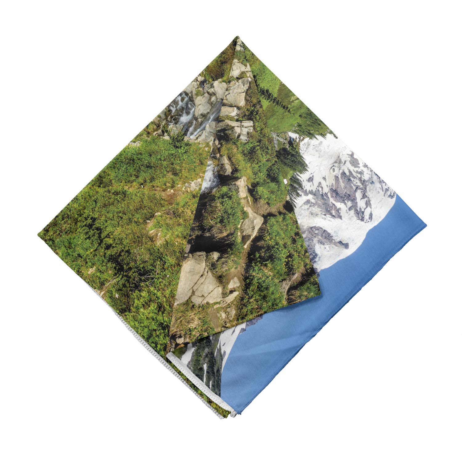 Ambesonne Travel Bandana - Edith Creek Mount Rainier Print - Unisex Head & Neck Scarf for Hiking, Camping & Outdoor Adventures