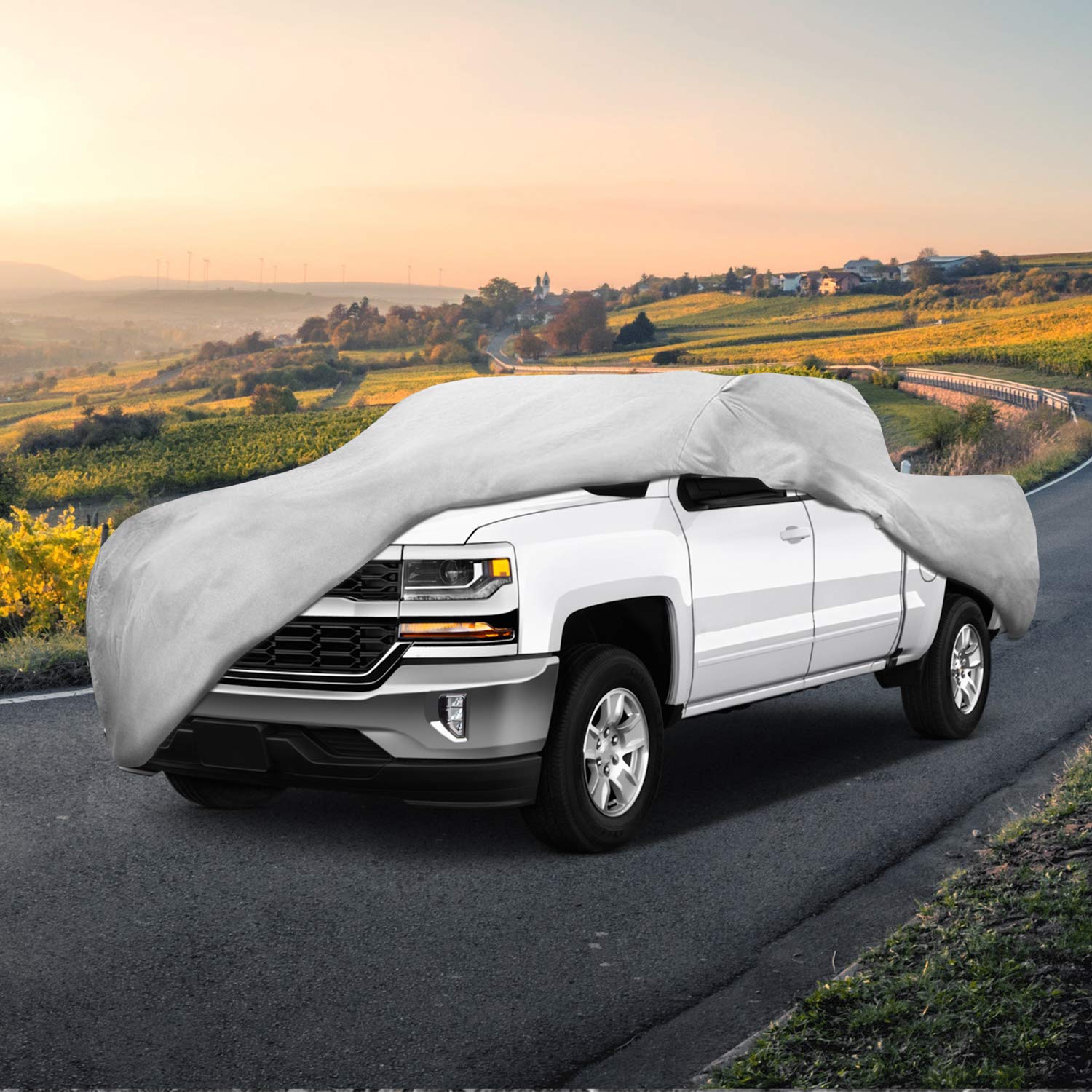 Motor Trend Heavy Duty Waterproof All Weather Truck Cover for Chevrolet Silverado 1500 (2008-2018) - Custom Fit Car Cover for Indoor/Outdoor Use & Winter Storage - Perfect for Parking Protection & Vehicle Shelter