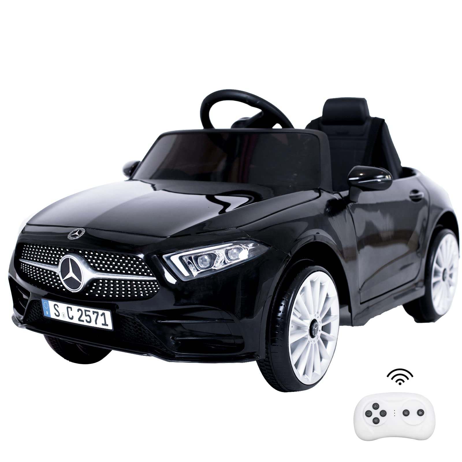 12V Mercedes Benz Licensed Kids Electric Ride On Car with Parent Remote Control - Adjustable Speed, Safety Belt, Music & LED Lights - Battery Powered Toy Vehicle for Boys & Girls (Black) | Perfect for Birthday Gifts, Outdoor Play & Backyard Fun