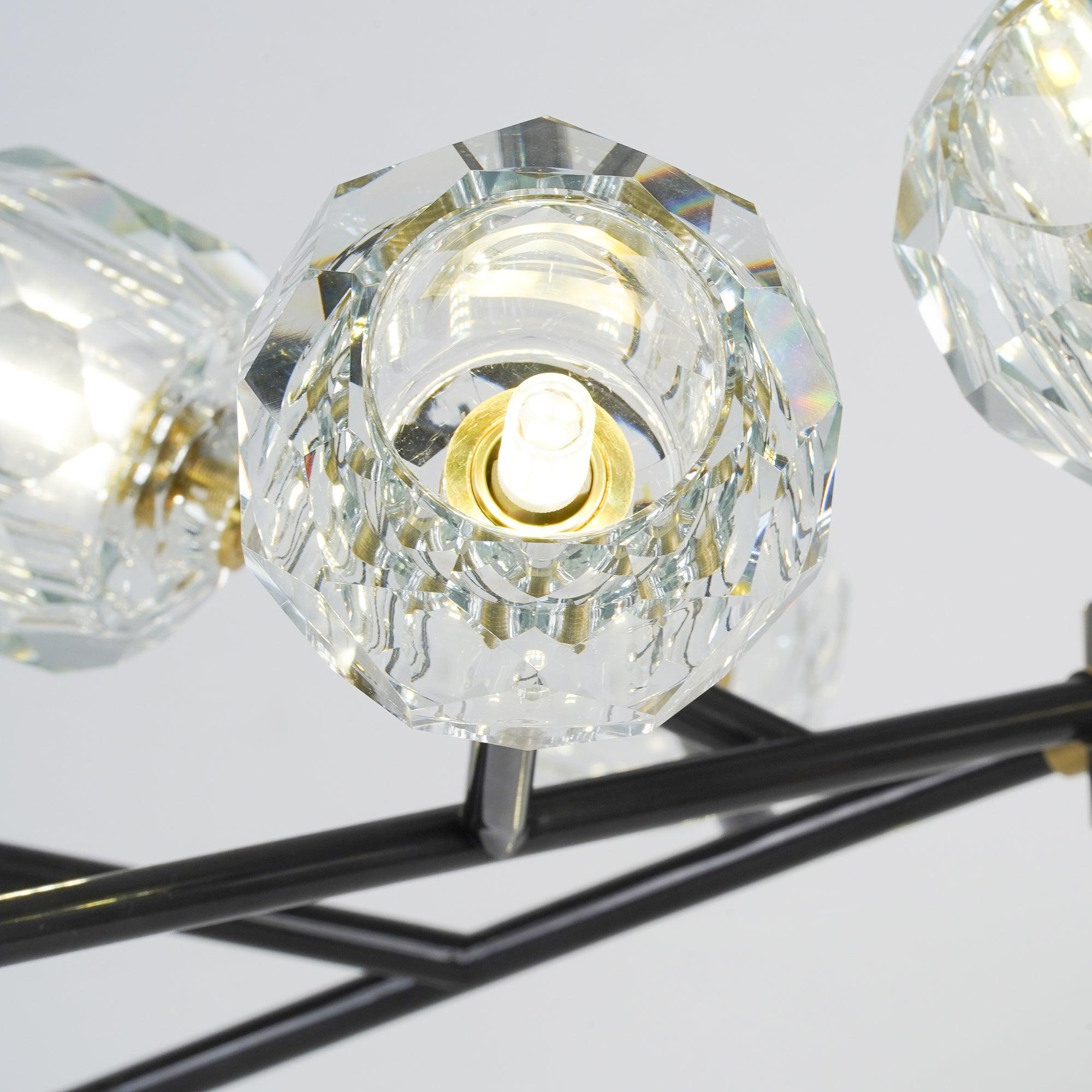 Elegant Crystal Ball Round Cluster Chandelier - Modern Ceiling Light Fixture for Dining Room, Bedroom & Living Room Decor