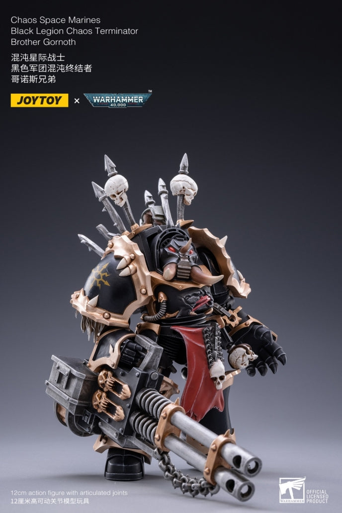 JOYTOY 1/18 Scale Warhammer 40K Black Legion Chaos Space Marines Action Figure - Chaos Brother Gornoth Collectible Model for Display & Wargaming Scenes
