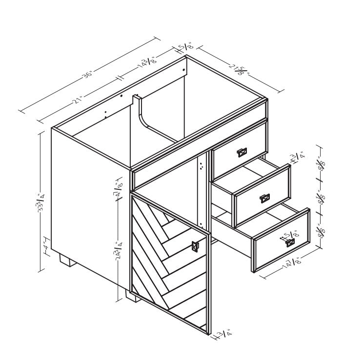 ASTER 36-Inch Bathroom Vanity with Quartz Countertop - Right Side Drawers for Modern Bathroom Storage & Organization - Perfect for Small Bathrooms, Powder Rooms & Home Renovations