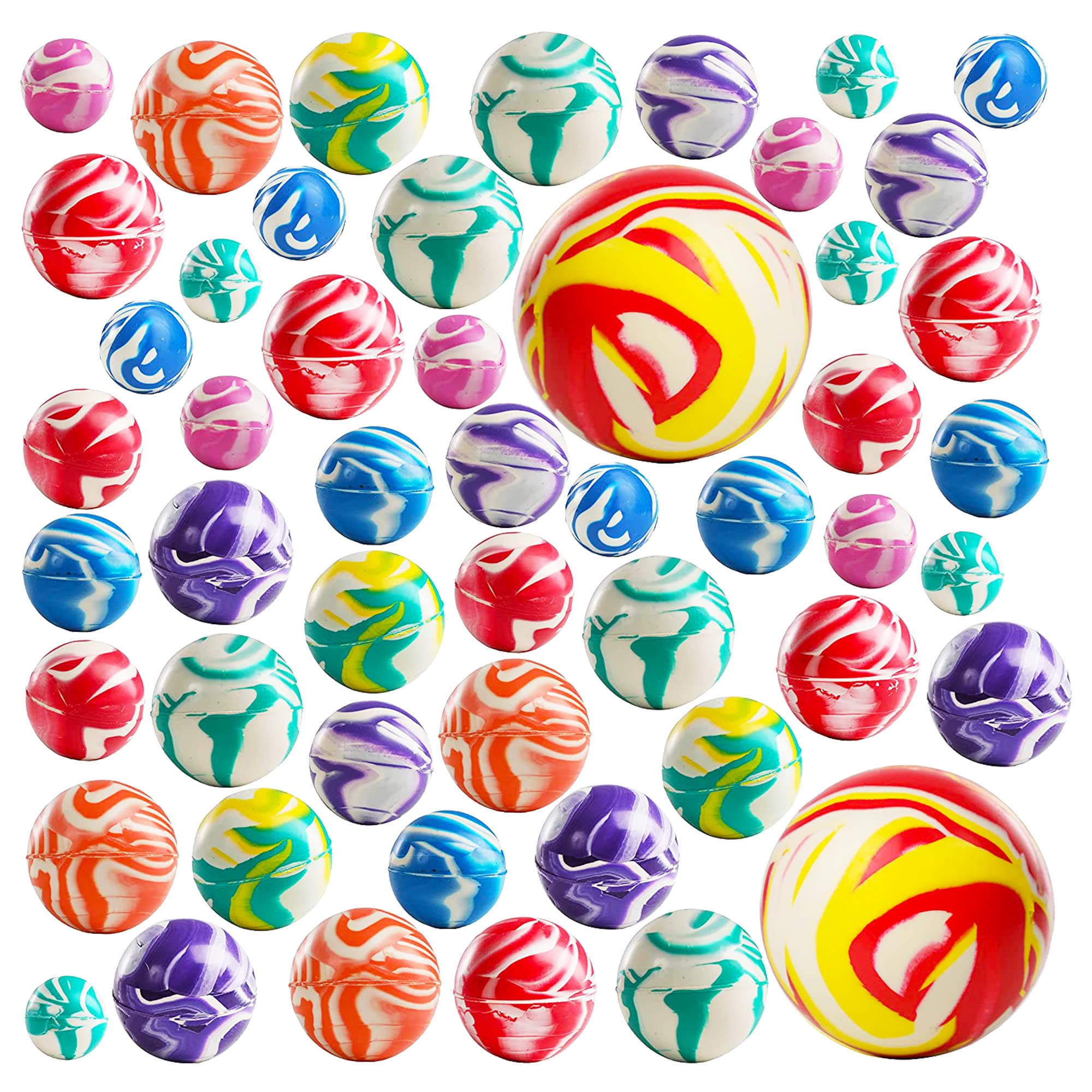 50-Pack Super Bouncy Balls for Kids - Assorted Sizes & Colors | Party Favors, Vending Machine Toys, Classroom Prizes, Birthday Gifts for Boys & Girls Ages 3+ | Fun for Playtime, Sensory Activities & Outdoor Games