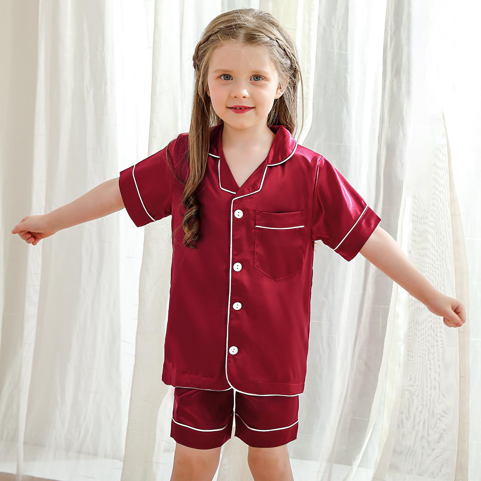Kids Silk Pajama Set - Button-Up Sleepwear for Boys & Girls | Perfect Nightwear & Gift