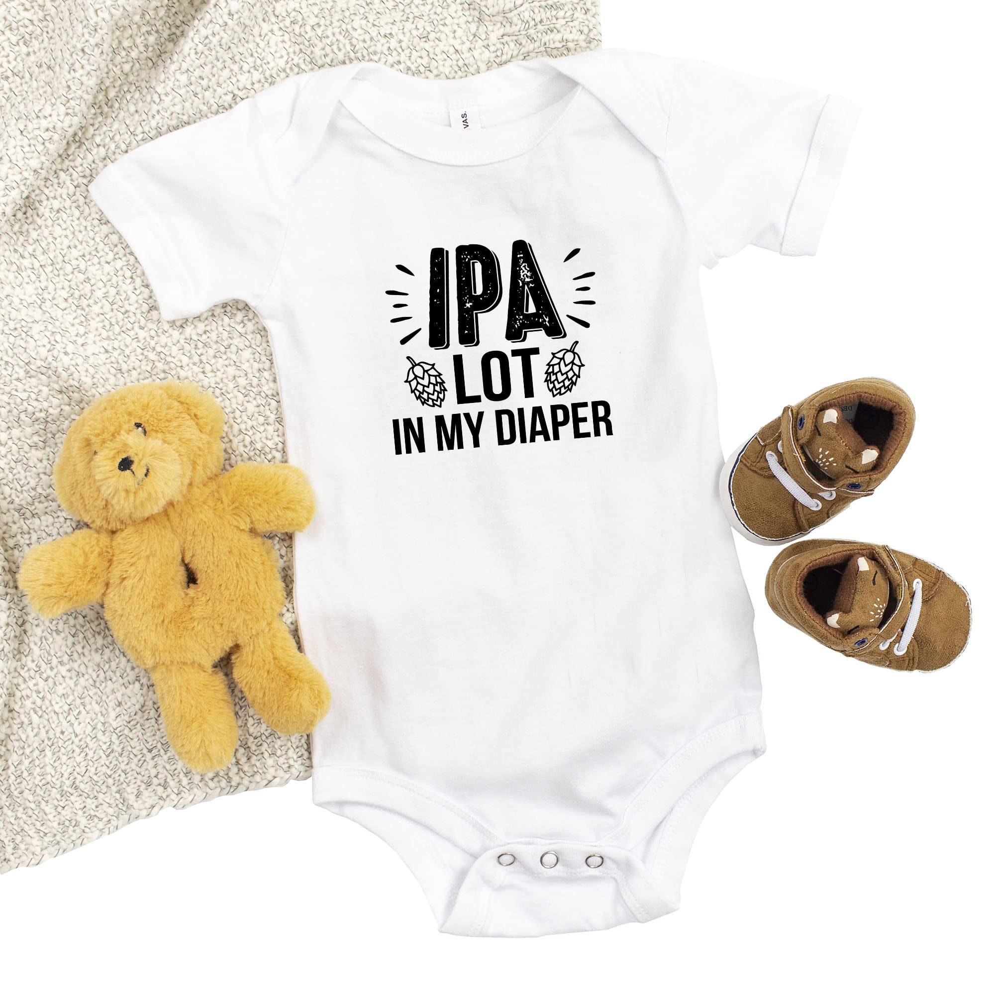 DST APPAREL CO IPA Lot In My Diaper Baby Bodysuit - Brewery Themed Infant Onesie, Craft Beer Maker Pregnancy Announcement Gift for New Parents - Perfect for Baby Showers, Gender Reveals & Beer Lover Families