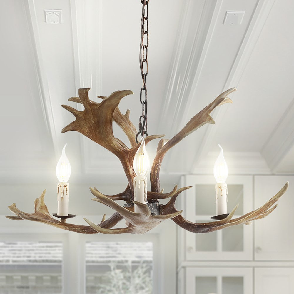 Eldora 27-Inch Adjustable Resin Antler LED Chandelier - Rustic Modern Lighting Fixture for Dining Room, Living Room, Cabin or Lodge Decor