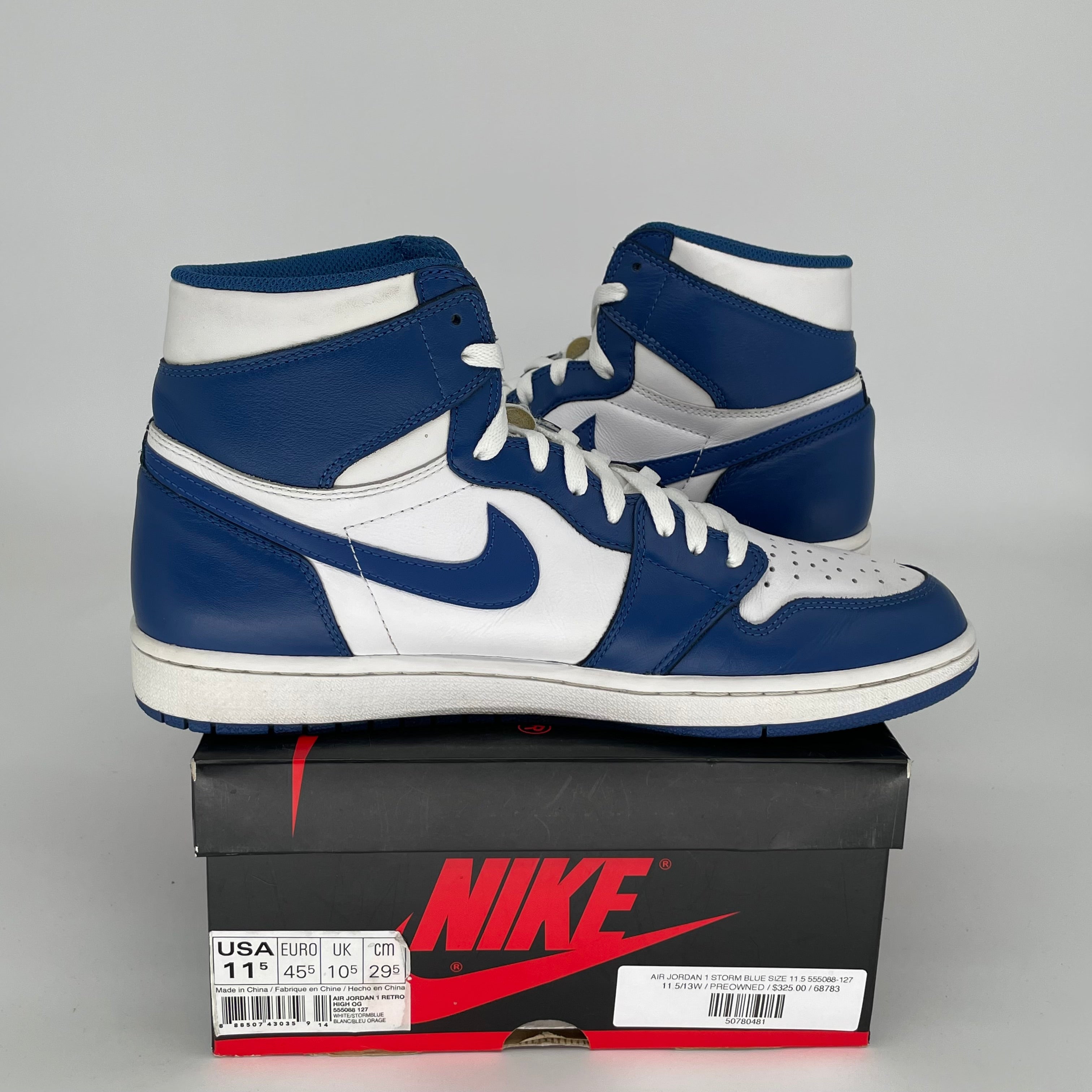 AIR JORDAN 1 STORM BLUE Retro High OG Men's Basketball Shoes Size 11.5 (555088-127) - Perfect for Sneaker Collectors & Streetwear Fashion