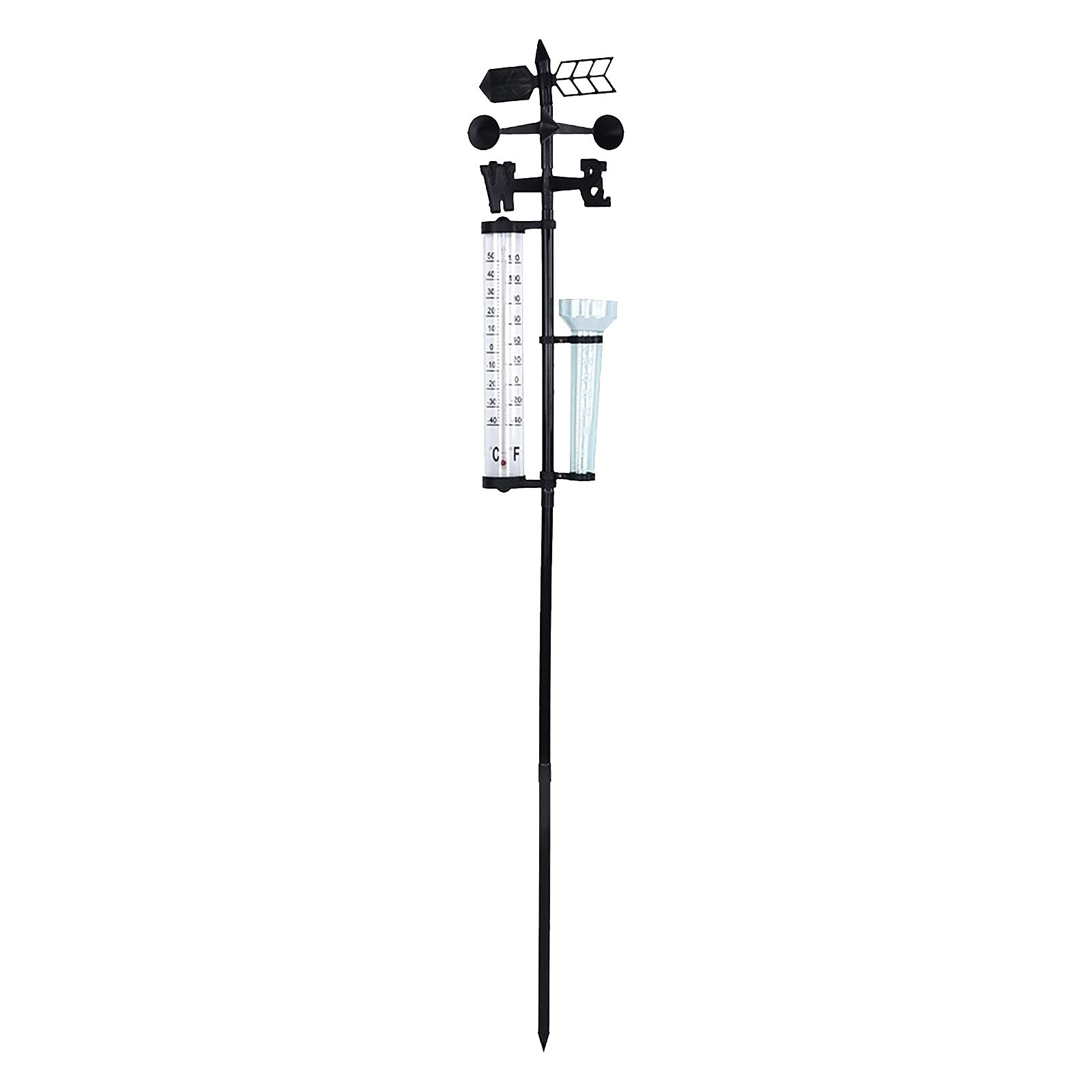 UXZDX CUJUX Outdoor Garden Weather Vane with Thermometer & Rain Gauge - Wind Direction Indicator for Yard, Gardening & Temperature Measurement - Perfect for Patio, Farmhouse & Backyard Decor