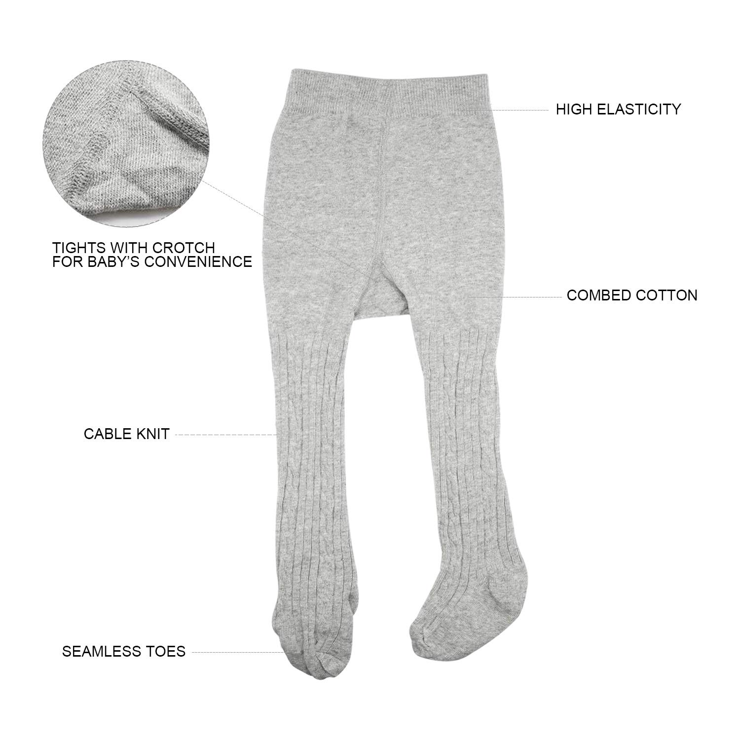 Baby Girls Cotton Tights - Seamless Knit Leggings for Infants & Toddlers | Soft Stretchy Stockings for Playtime, Daycare & Family Outings