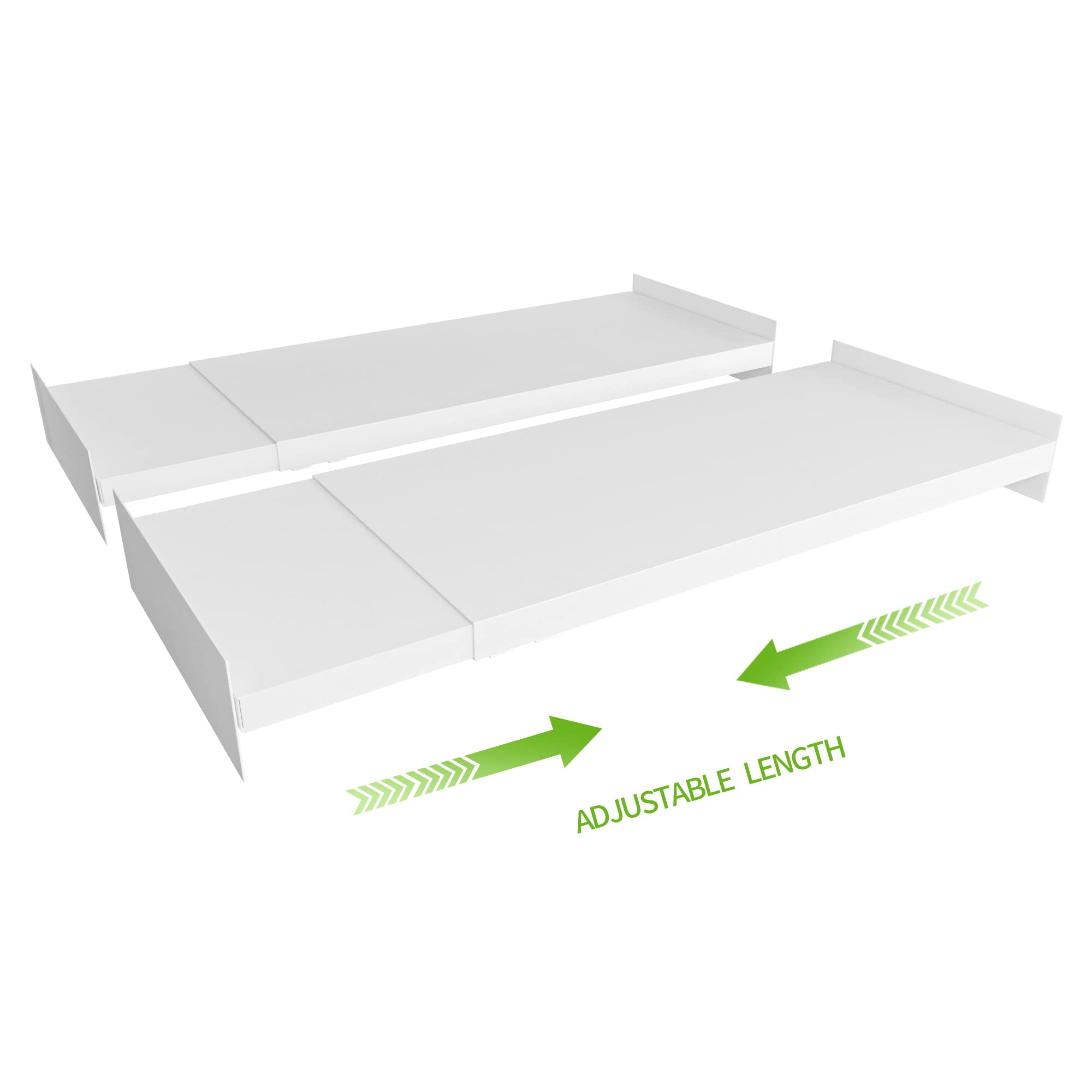 Expandable Closet Shelf Organizer - Adjustable Storage Shelving Rack for Cabinet, Pantry, Wardrobe & Kitchen - DIY Divider & RV Separator - Space Saving Solution for Home Organization - 2 Pack Large Size - Perfect for Small Spaces, Closet Expansion & RV Storage