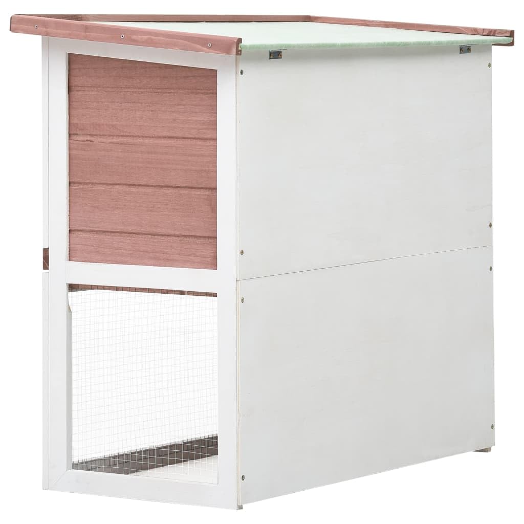 vidaXL Outdoor Rabbit Hutch - Large Brown Wooden Pet House with 1 Door for Rabbits & Small Animals - Easy Clean Pull-Out Tray, Weatherproof Design, Secure Wire Mesh - Perfect for Backyard, Garden, or Patio Use