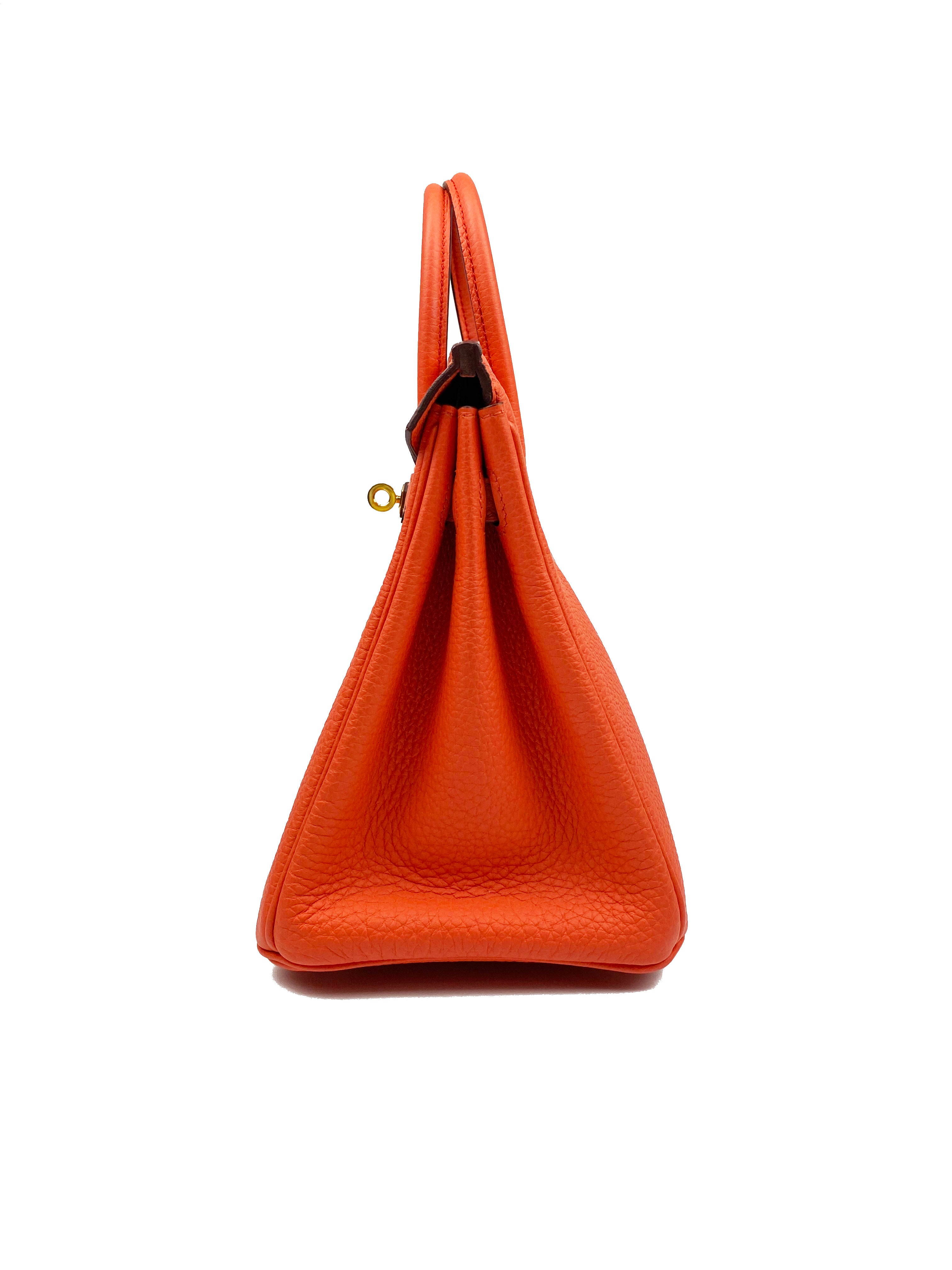 Authentic Hermes Birkin 25 Handbag in Orange - Luxury Togo Leather Top Handle Bag for Women | Perfect for Work, Travel & Special Occasions