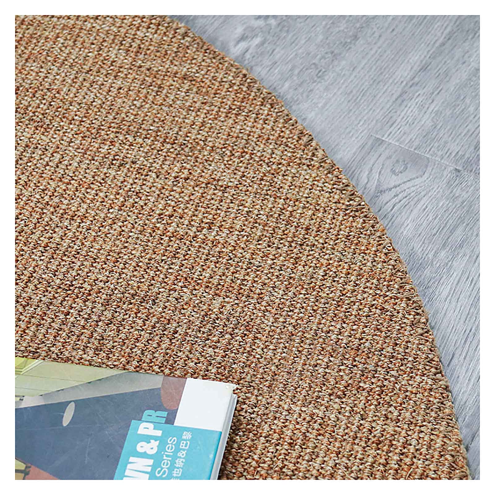 Handmade Round Sisal Runner Rug - Chunky Texture, Non-Slip Backing, Modern Tatami Design - Beige Jute Area Rug (28