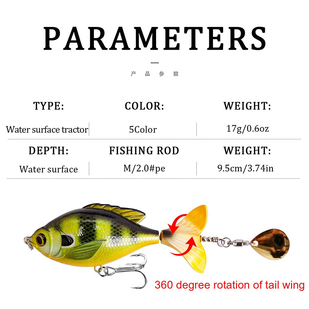 Topwater Bass Fishing Lure Set - Floating Rotating Tail Hard Bait Swimbaits with Slow Sinking Action - Artificial Lures Tackle Kit for Freshwater & Saltwater Fishing | Perfect for Bass, Trout, and Walleye