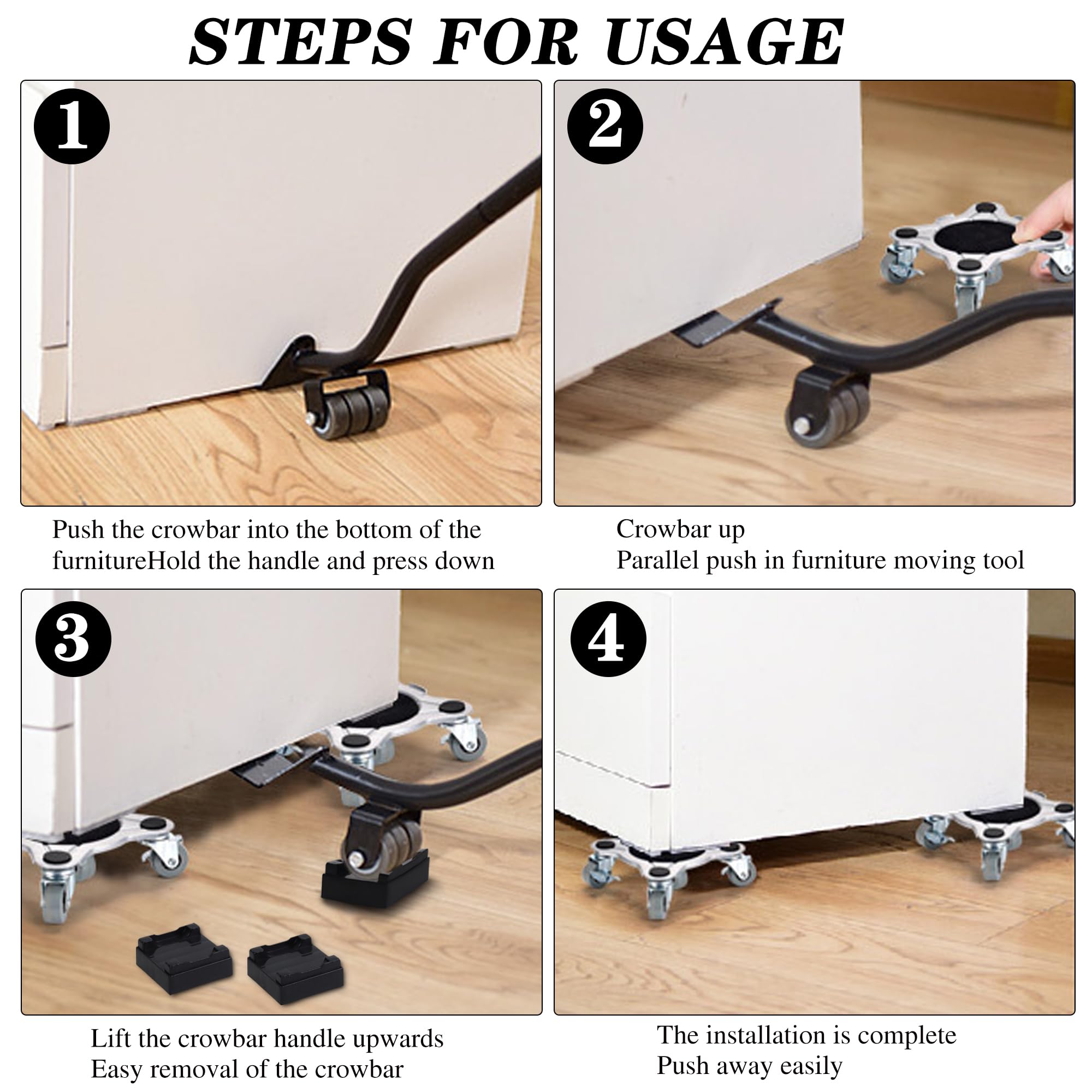 Heavy Duty Furniture Dolly with 5 360° Rotatable Rubber Wheels - 3474lbs Capacity Moving Tool for Sofa, Refrigerator & Home Appliances | Perfect for Moving Houses, Offices & Warehouse Relocation