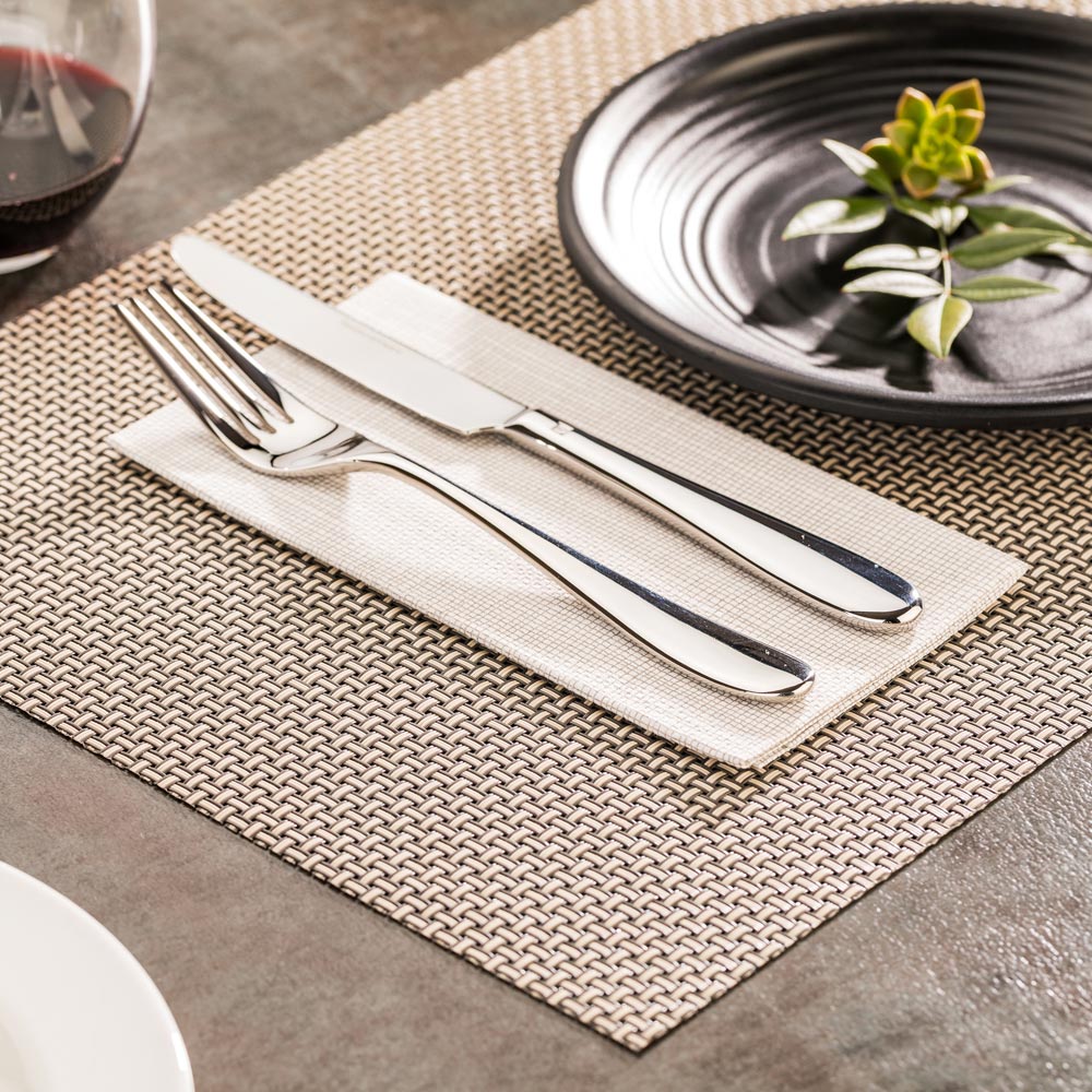 Amalfi Basketweave Cobblestone Vinyl Woven Placemat Set - 16